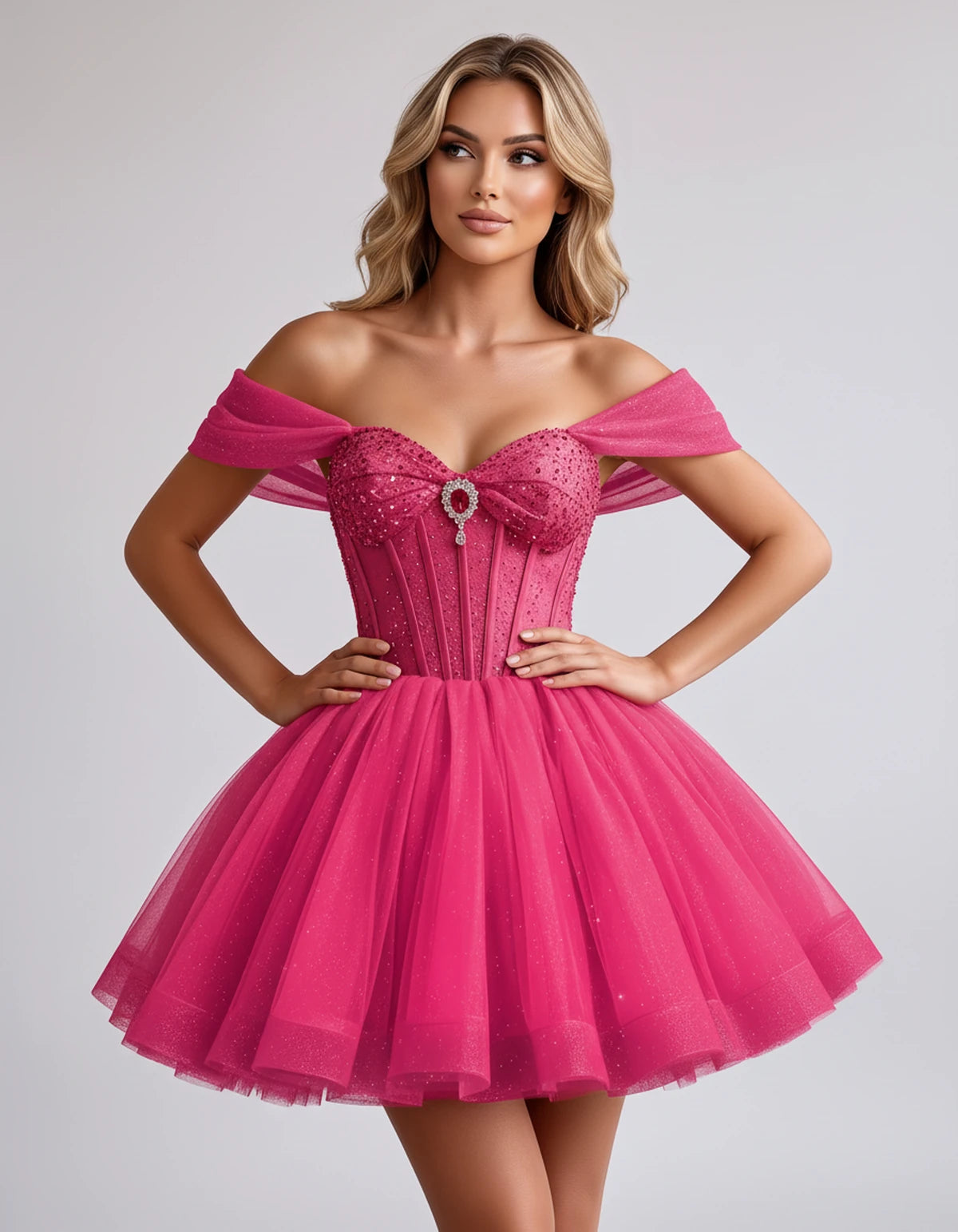 Hazelwood Mini Dress — Bright Pink | SKU: SD-12546-brightpink-2,SD-12546-brightpink-4,SD-12546-brightpink-6,SD-12546-brightpink-8,SD-12546-brightpink-10,SD-12546-brightpink-12,SD-12546-brightpink-14,SD-12546-brightpink-16,SD-12546-brightpink-16W,SD-12546-brightpink-18W,SD-12546-brightpink-20W,SD-12546-brightpink-22W
