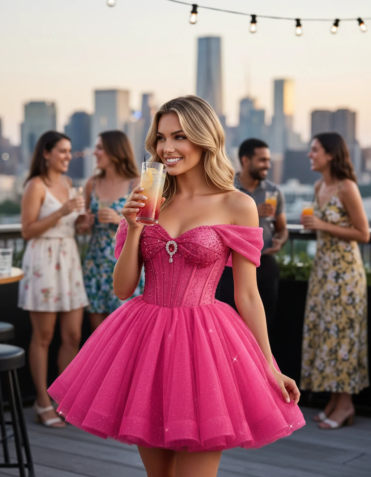 Hazelwood Mini Dress — Bright Pink | SKU: SD-12546-brightpink-2,SD-12546-brightpink-4,SD-12546-brightpink-6,SD-12546-brightpink-8,SD-12546-brightpink-10,SD-12546-brightpink-12,SD-12546-brightpink-14,SD-12546-brightpink-16,SD-12546-brightpink-16W,SD-12546-brightpink-18W,SD-12546-brightpink-20W,SD-12546-brightpink-22W