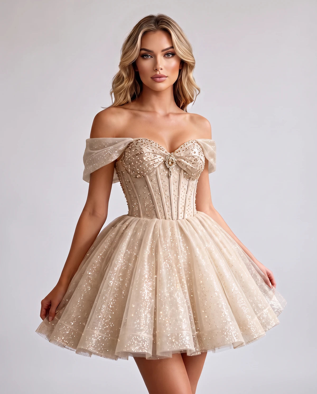 Hazelwood Mini Dress — Champagne