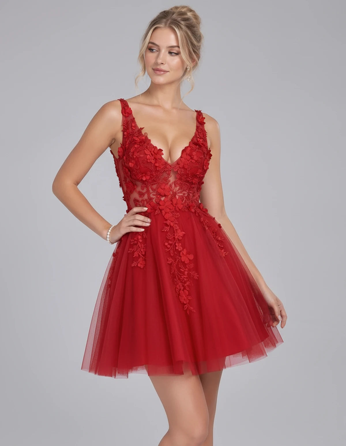 Helvia Mini Dress — Red | SKU: SD-09795-red-2,SD-09795-red-4,SD-09795-red-6,SD-09795-red-8,SD-09795-red-10,SD-09795-red-12,SD-09795-red-14,SD-09795-red-14W,SD-09795-red-16,SD-09795-red-16W,SD-09795-red-18W,SD-09795-red-20W