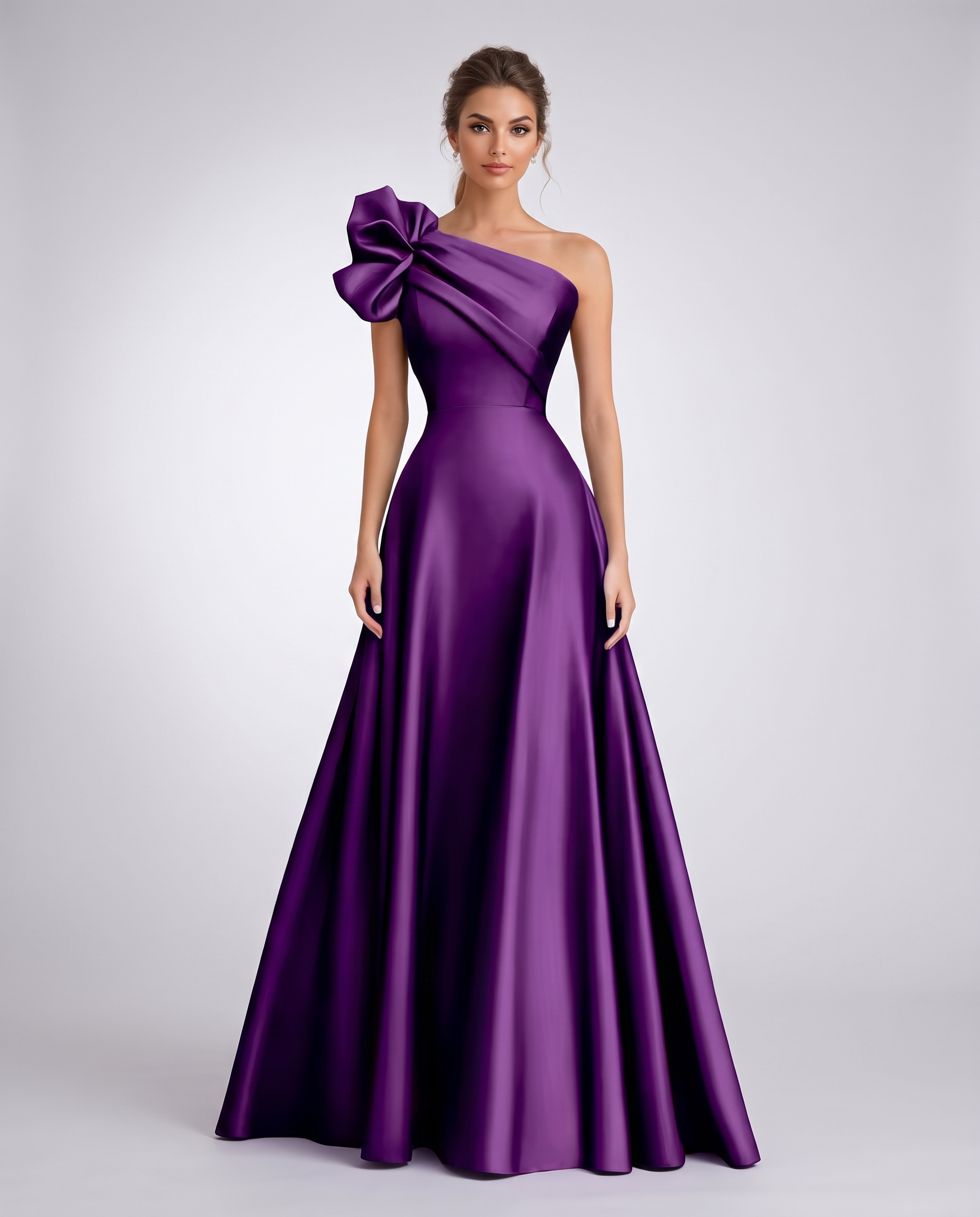 Satin One-Shoulder Sleeveless A-Line Maxi Dress for Party, Cocktail, Evening, Wedding Guest, Formal Events & Summer Occasions