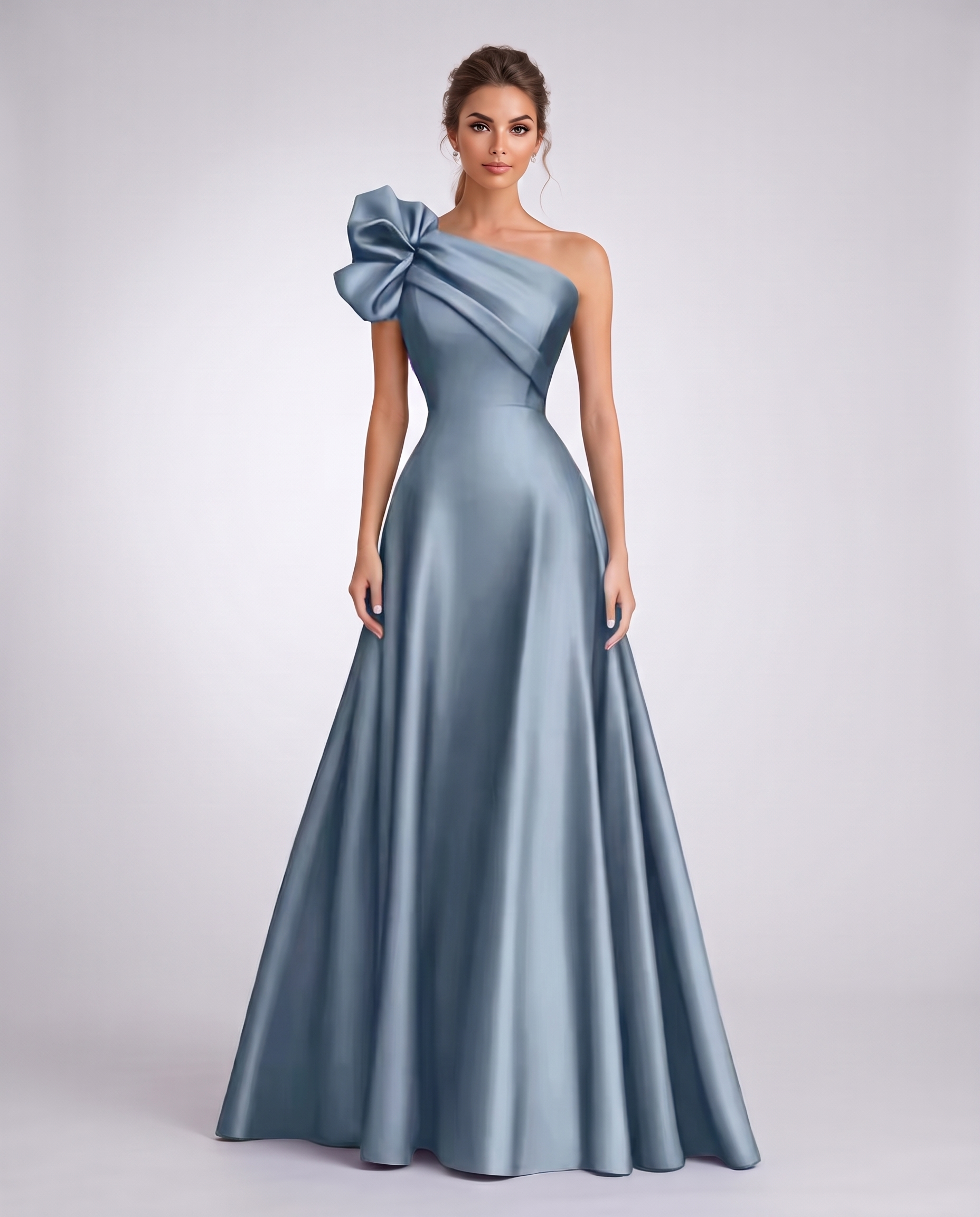 Satin One-Shoulder Sleeveless A-Line Maxi Dress for Party, Cocktail, Evening, Wedding Guest, Formal Events & Summer Occasions