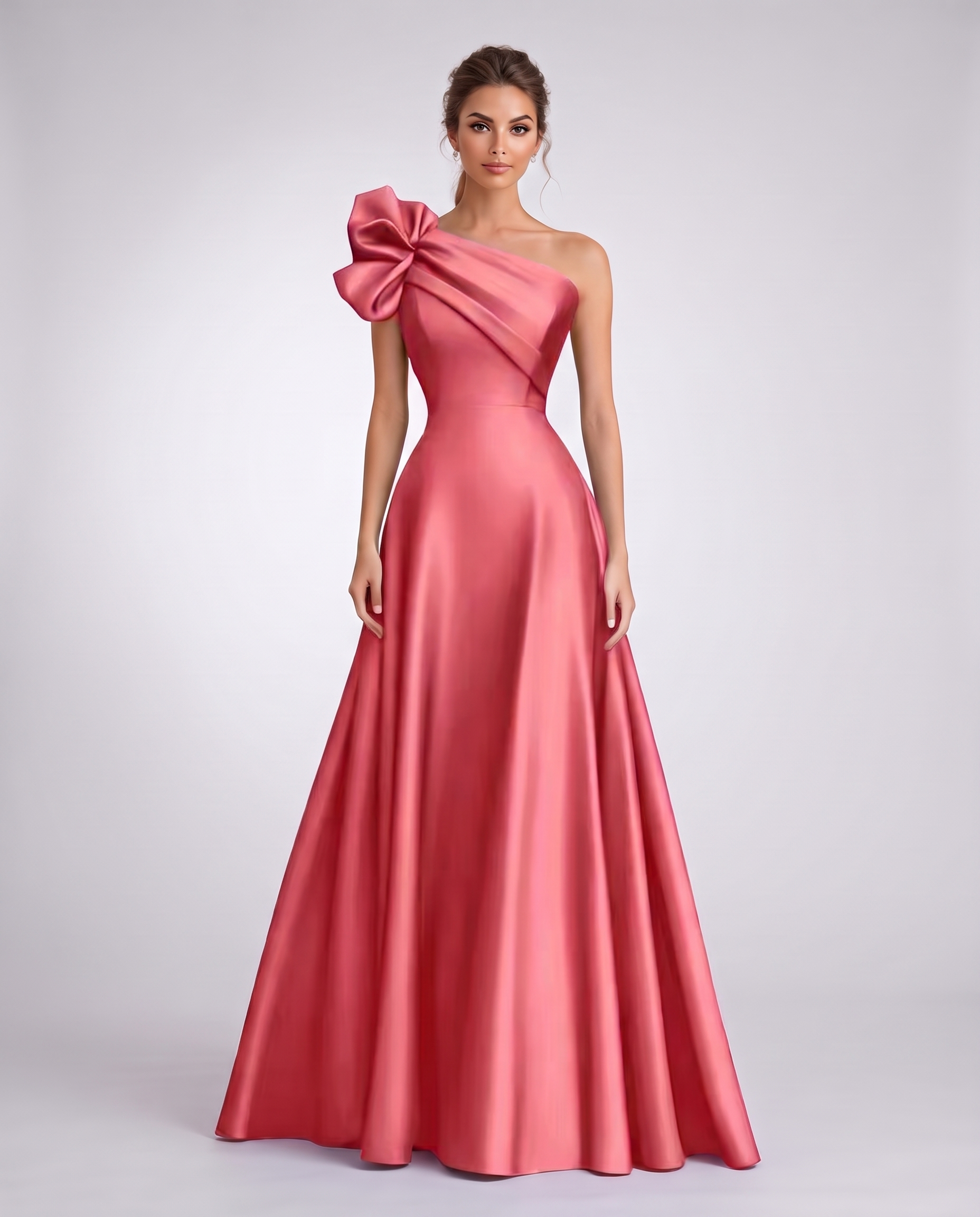 Satin One-Shoulder Sleeveless A-Line Maxi Dress for Party, Cocktail, Evening, Wedding Guest, Formal Events & Summer Occasions