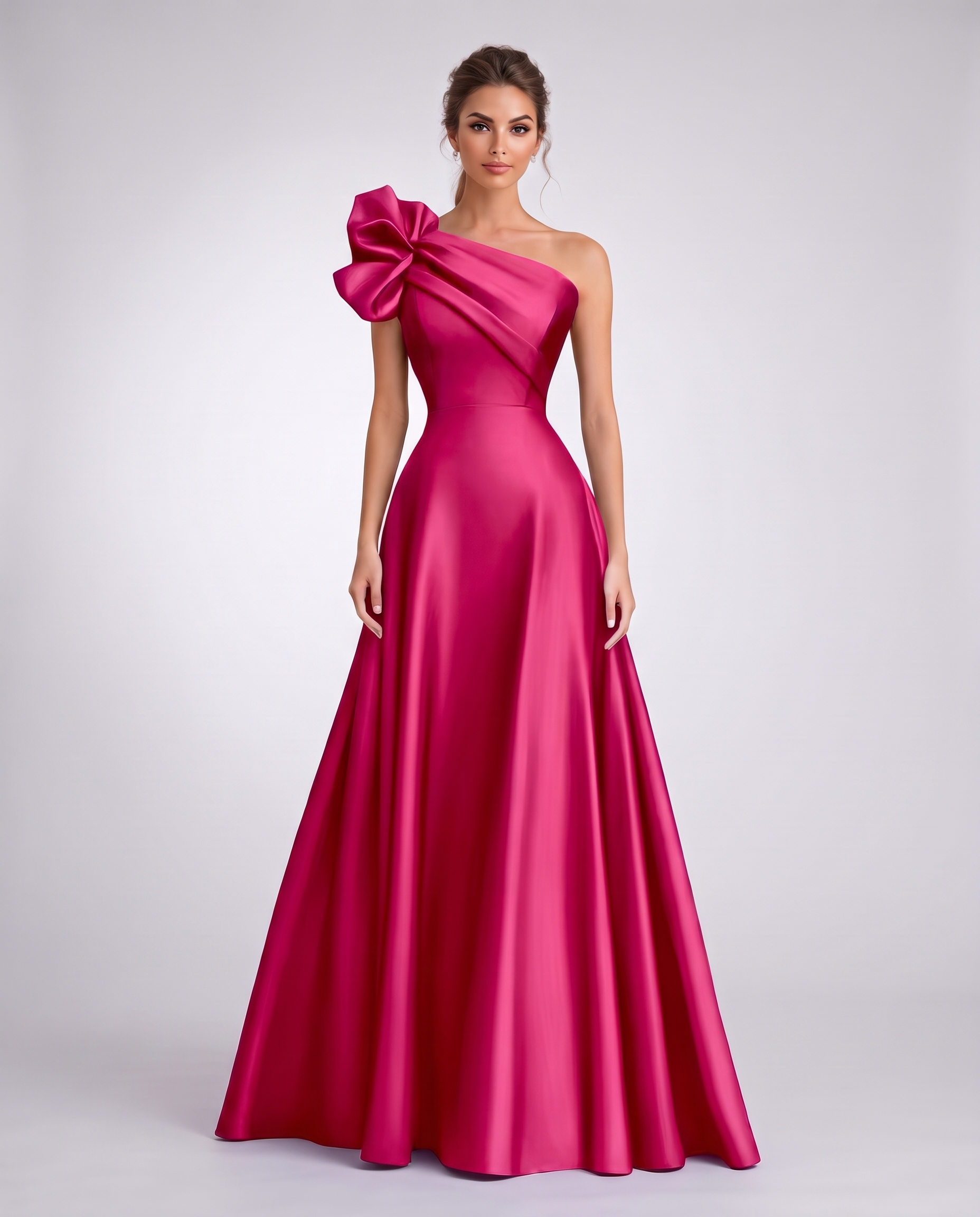 Satin One-Shoulder Sleeveless A-Line Maxi Dress for Party, Cocktail, Evening, Wedding Guest, Formal Events & Summer Occasions