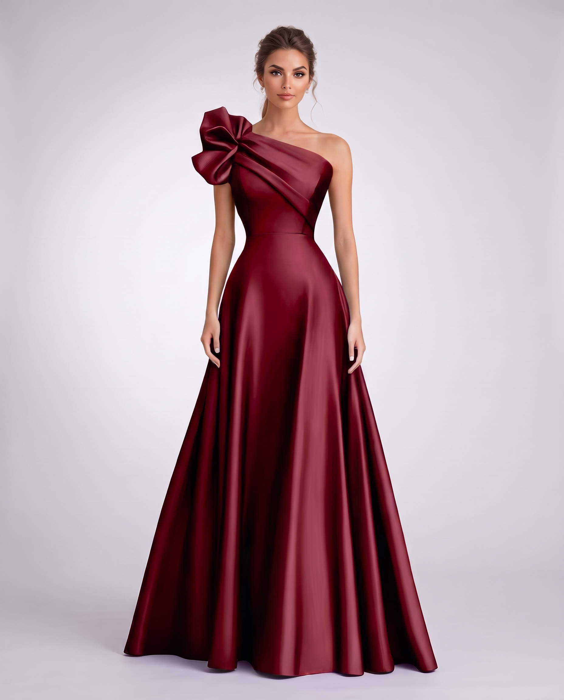 Satin One-Shoulder Sleeveless A-Line Maxi Dress for Party, Cocktail, Evening, Wedding Guest, Formal Events & Summer Occasions