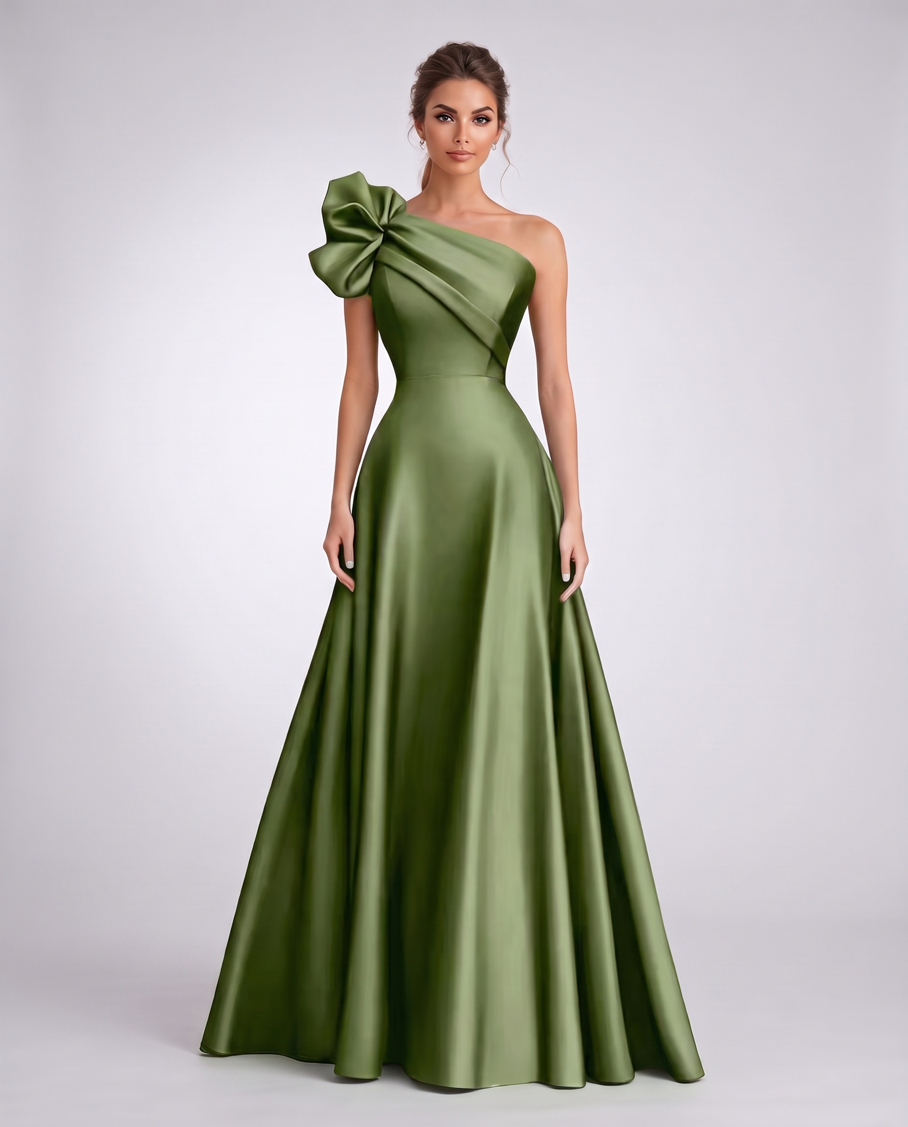 Satin One-Shoulder Sleeveless A-Line Maxi Dress for Party, Cocktail, Evening, Wedding Guest, Formal Events & Summer Occasions