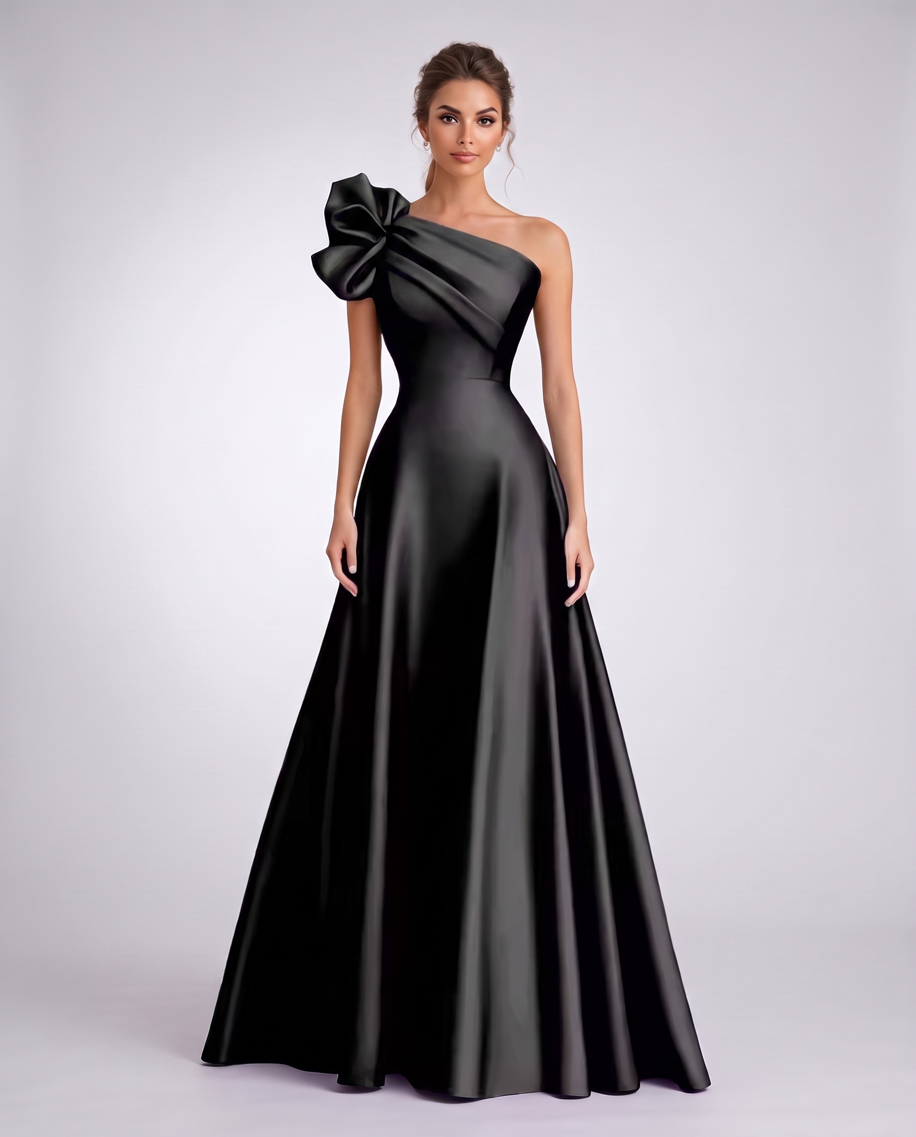 Satin One-Shoulder Sleeveless A-Line Maxi Dress for Party, Cocktail, Evening, Wedding Guest, Formal Events & Summer Occasions