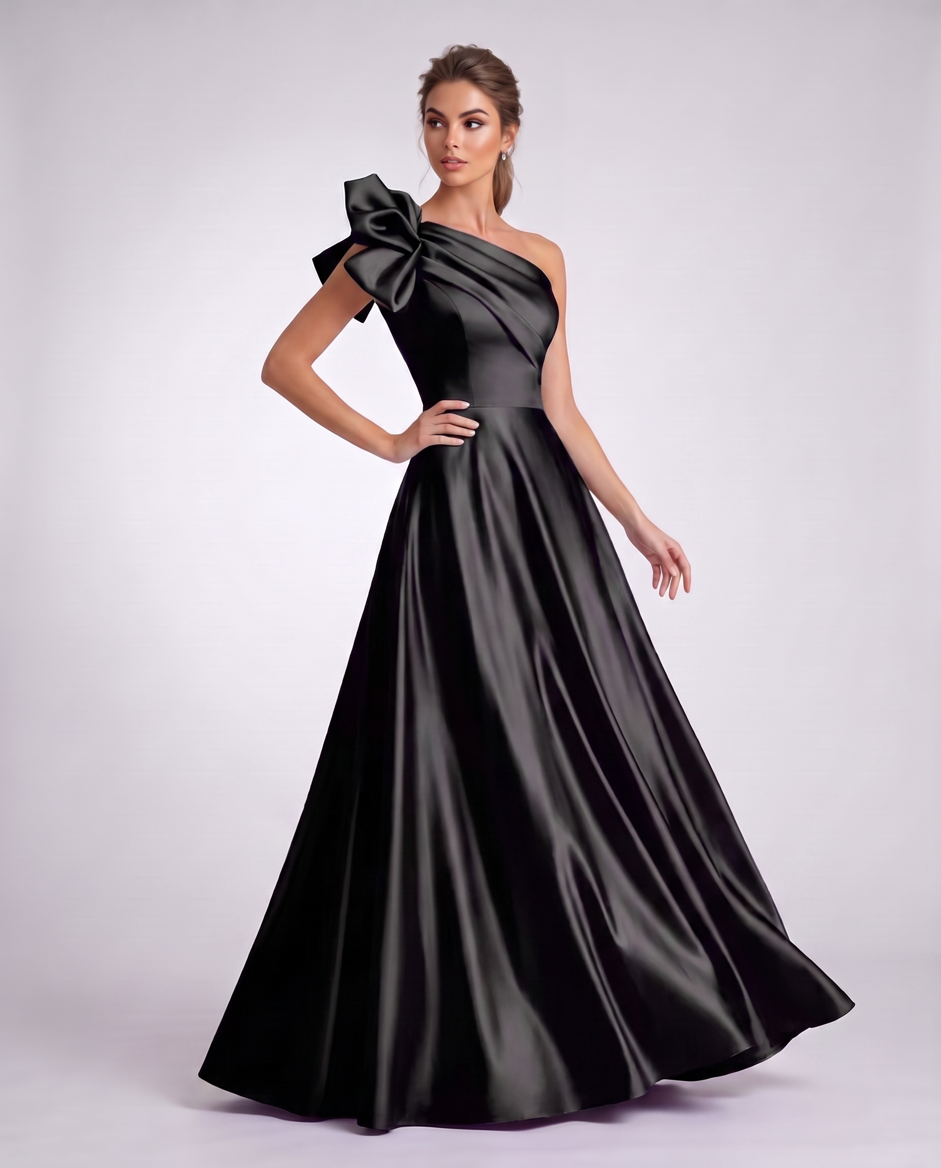 Satin One-Shoulder Sleeveless A-Line Maxi Dress for Party, Cocktail, Evening, Wedding Guest, Formal Events & Summer Occasions