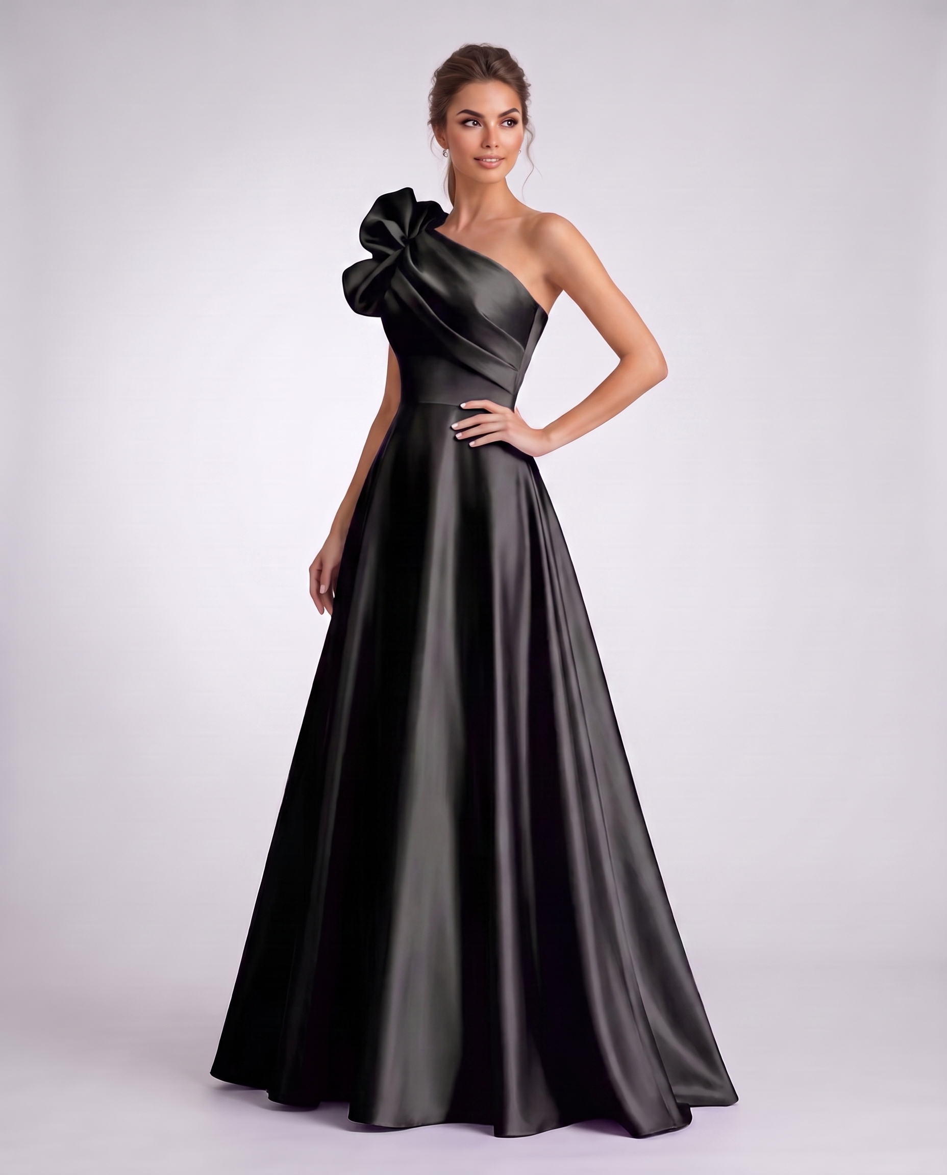 Satin One-Shoulder Sleeveless A-Line Maxi Dress for Party, Cocktail, Evening, Wedding Guest, Formal Events & Summer Occasions