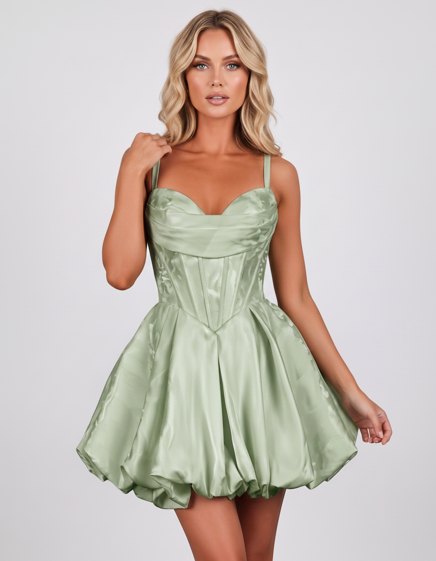 Sage Polyester Sleeveless Square Neck Fit and Flare Mini Dress | Slimona | SKU: VMD-582741936158204-SAGE-L,VMD-582741936158204-SAGE-M,VMD-582741936158204-SAGE-S,VMD-582741936158204-SAGE-XL,VMD-582741936158204-SAGE-XS