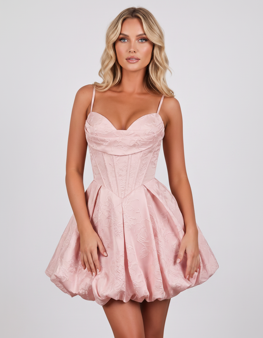 Pink Polyester Sleeveless Square Neck Fit and Flare Mini Dress | Slimona | SKU: VMD-582741936158204-PINK-L,VMD-582741936158204-PINK-M,VMD-582741936158204-PINK-S,VMD-582741936158204-PINK-XL,VMD-582741936158204-PINK-XS