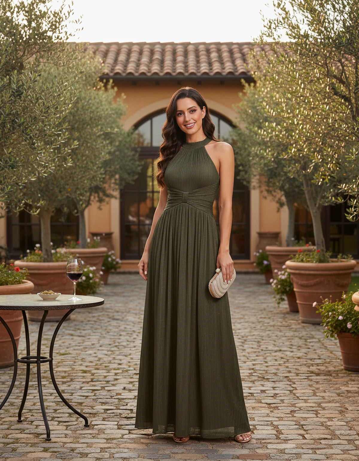 Honorine Maxi Dress — Olive | SKU: SD-91304-olive-2,SD-91304-olive-4,SD-91304-olive-6,SD-91304-olive-8,SD-91304-olive-10,SD-91304-olive-12,SD-91304-olive-14,SD-91304-olive-16,SD-91304-olive-16W,SD-91304-olive-18W,SD-91304-olive-20W,SD-91304-olive-22W