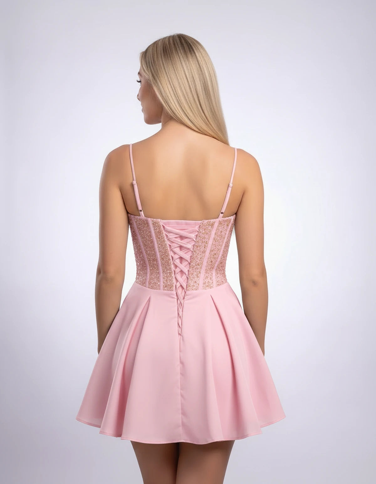 Hortensia Mini Dress — Pink | SKU: SD-42905-pink-2,SD-42905-pink-4,SD-42905-pink-6,SD-42905-pink-8,SD-42905-pink-10,SD-42905-pink-12,SD-42905-pink-14,SD-42905-pink-16,SD-42905-pink-16W,SD-42905-pink-18W,SD-42905-pink-20W,SD-42905-pink-22W