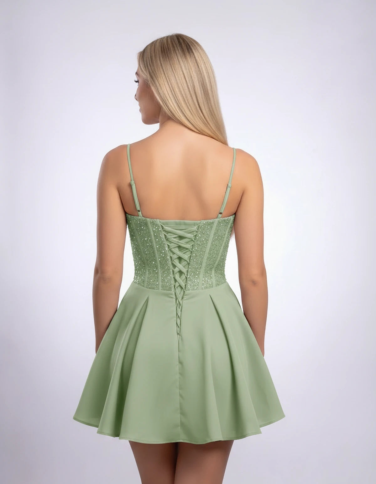 Hortensia Mini Dress — Sage Green | SKU: SD-42905-sagegreen-2,SD-42905-sagegreen-4,SD-42905-sagegreen-6,SD-42905-sagegreen-8,SD-42905-sagegreen-10,SD-42905-sagegreen-12,SD-42905-sagegreen-14,SD-42905-sagegreen-16,SD-42905-sagegreen-16W,SD-42905-sagegreen-18W,SD-42905-sagegreen-20W,SD-42905-sagegreen-22W