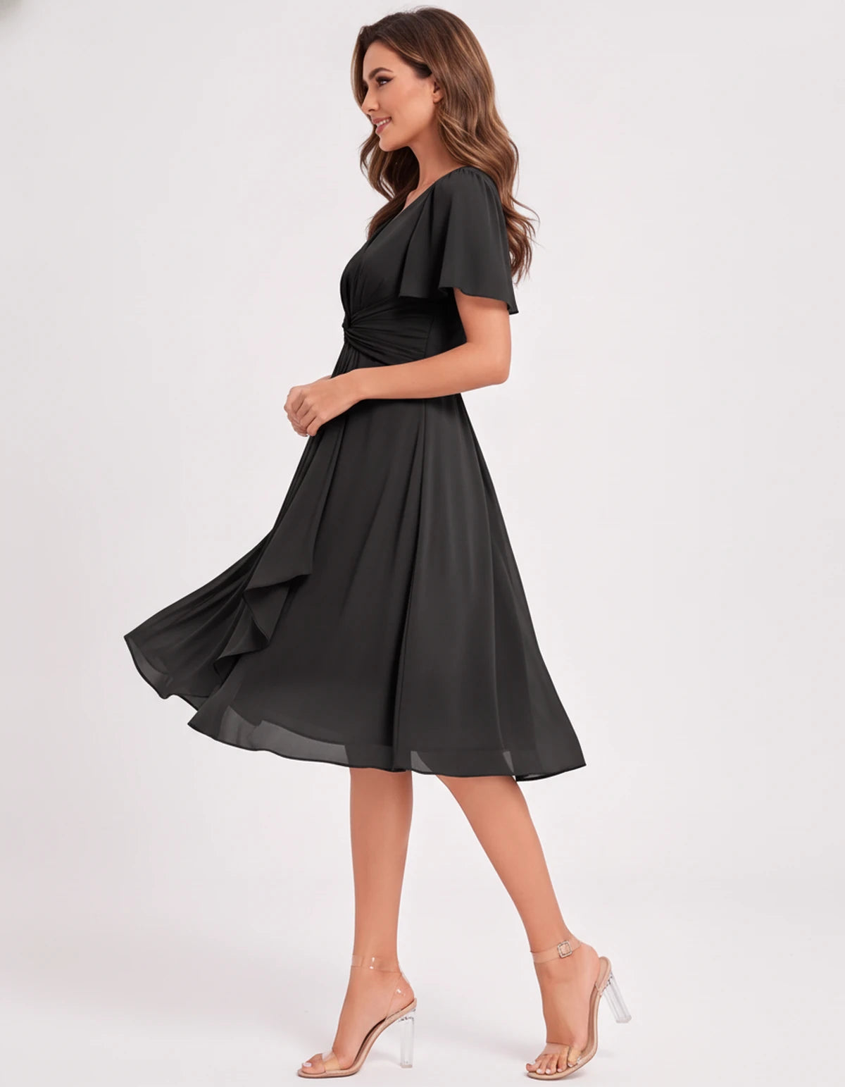 Hyacinthe Mini Dress — Black | SKU: SD-63850-black-2,SD-63850-black-4,SD-63850-black-6,SD-63850-black-8,SD-63850-black-10,SD-63850-black-12,SD-63850-black-14,SD-63850-black-16,SD-63850-black-16W,SD-63850-black-18W,SD-63850-black-20W,SD-63850-black-22W