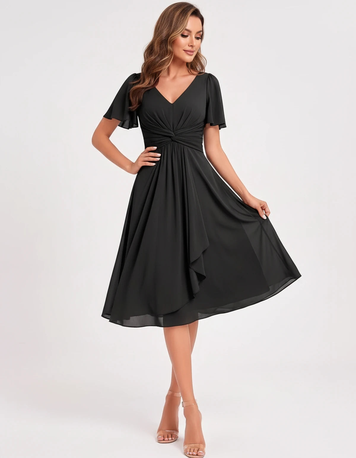 Hyacinthe Mini Dress — Black | SKU: SD-63850-black-2,SD-63850-black-4,SD-63850-black-6,SD-63850-black-8,SD-63850-black-10,SD-63850-black-12,SD-63850-black-14,SD-63850-black-16,SD-63850-black-16W,SD-63850-black-18W,SD-63850-black-20W,SD-63850-black-22W