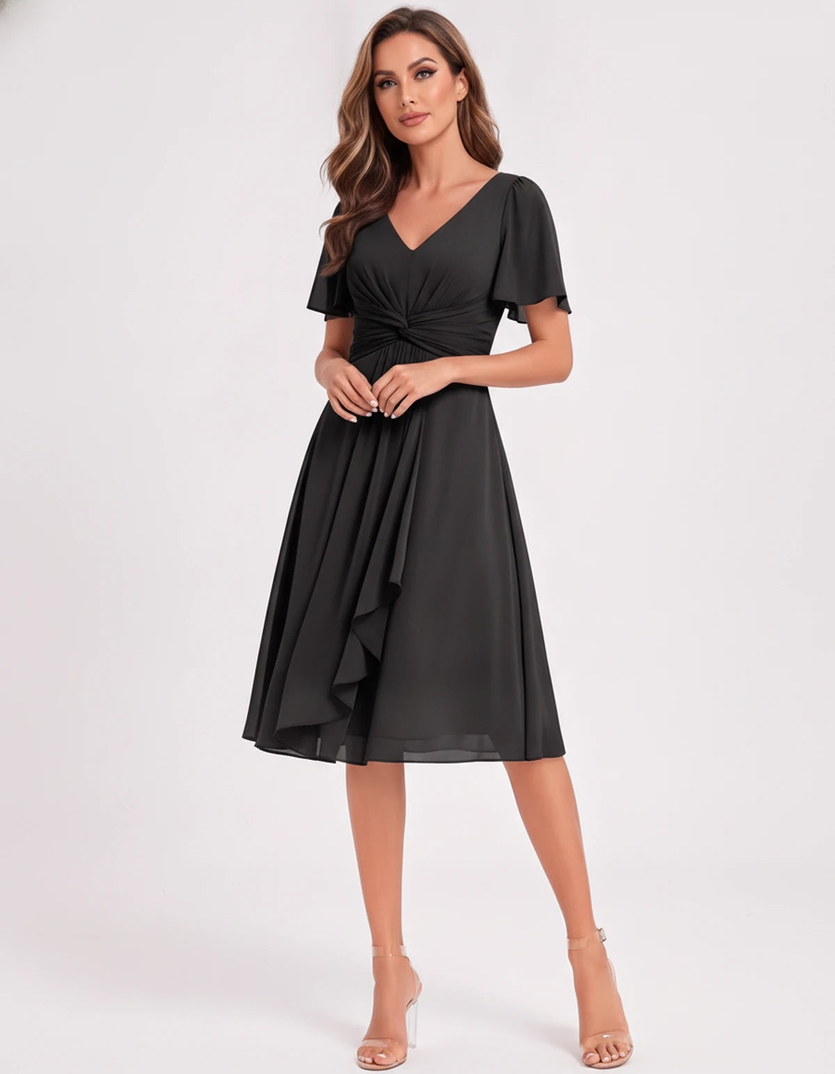 Hyacinthe Mini Dress — Black | SKU: SD-63850-black-2,SD-63850-black-4,SD-63850-black-6,SD-63850-black-8,SD-63850-black-10,SD-63850-black-12,SD-63850-black-14,SD-63850-black-16,SD-63850-black-16W,SD-63850-black-18W,SD-63850-black-20W,SD-63850-black-22W