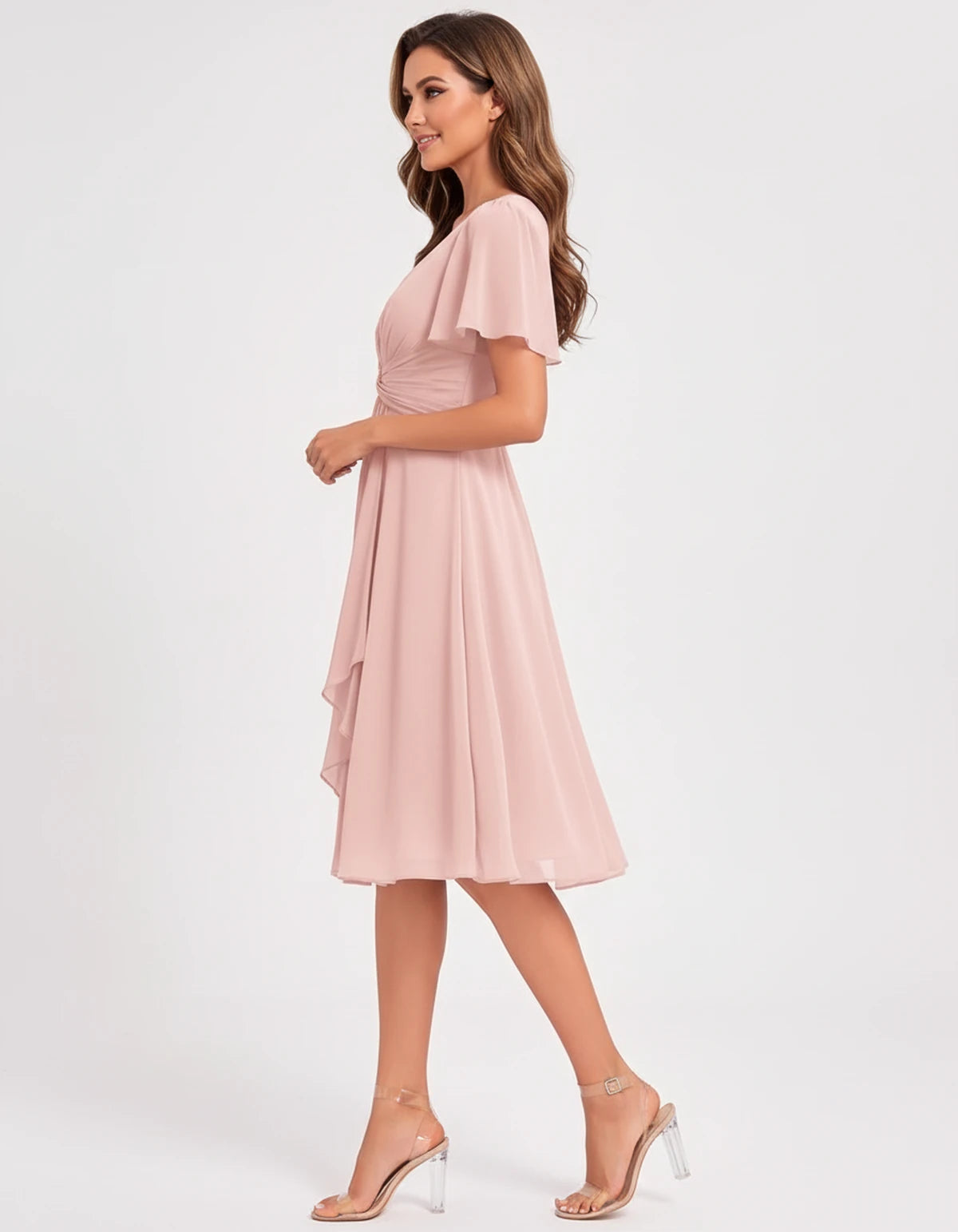 Hyacinthe Mini Dress — Blush | SKU: SD-63850-blush-2,SD-63850-blush-4,SD-63850-blush-6,SD-63850-blush-8,SD-63850-blush-10,SD-63850-blush-12,SD-63850-blush-14,SD-63850-blush-16,SD-63850-blush-16W,SD-63850-blush-18W,SD-63850-blush-20W,SD-63850-blush-22W