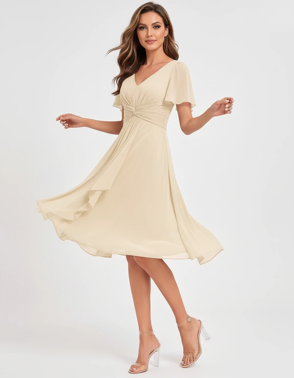 Hyacinthe Mini Dress — Champagne | SKU: SD-63850-champagne-2,SD-63850-champagne-4,SD-63850-champagne-6,SD-63850-champagne-8,SD-63850-champagne-10,SD-63850-champagne-12,SD-63850-champagne-14,SD-63850-champagne-16,SD-63850-champagne-16W,SD-63850-champagne-18W,SD-63850-champagne-20W,SD-63850-champagne-22W