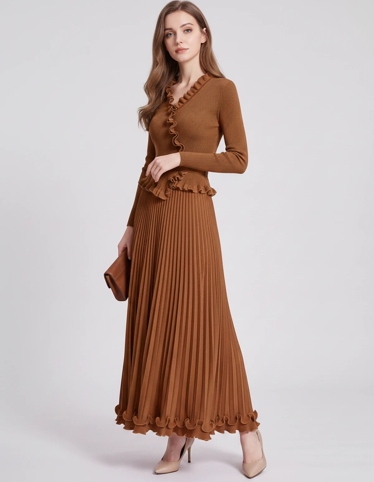 Idalia Midi Dresses — Dark Brown | SKU: SD-29508-darkbrown-ONE SIZE