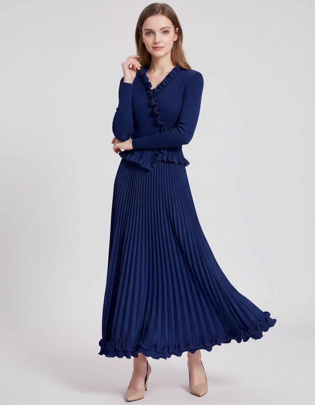 Idalia Midi Dresses — Navy | SKU: SD-29508-navy-ONE SIZE