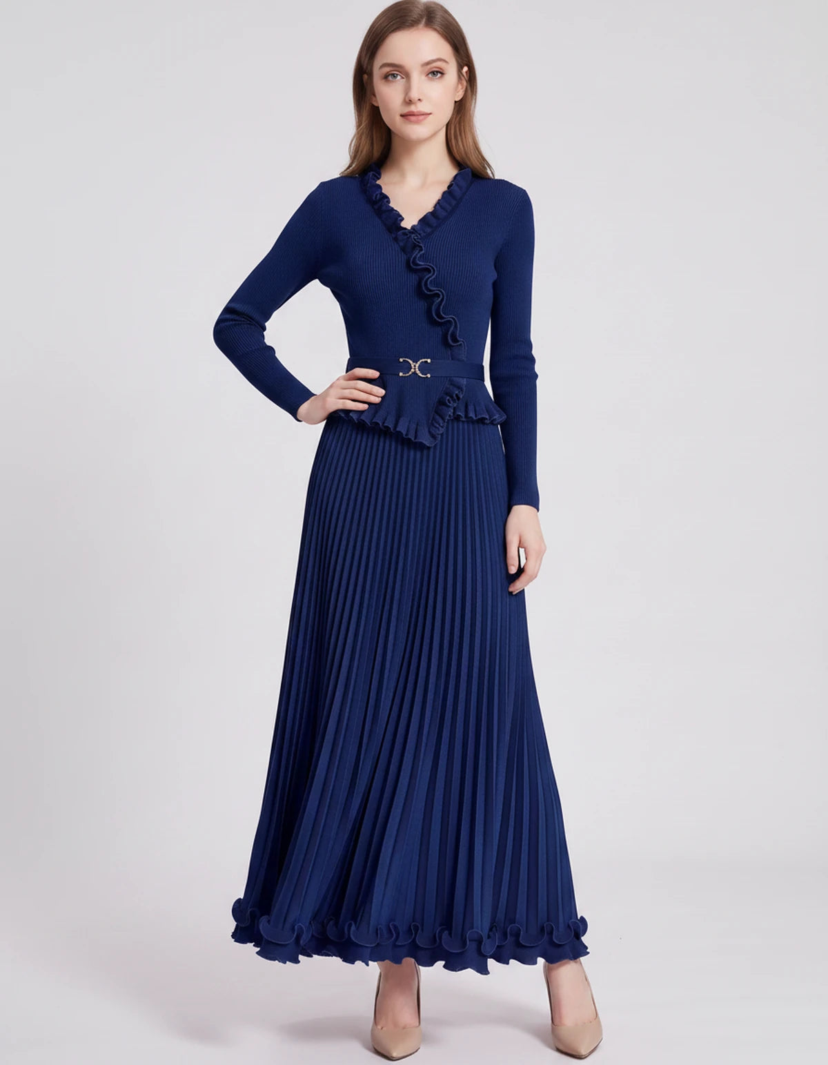 Idalia Midi Dresses — Navy | SKU: SD-29508-navy-ONE SIZE
