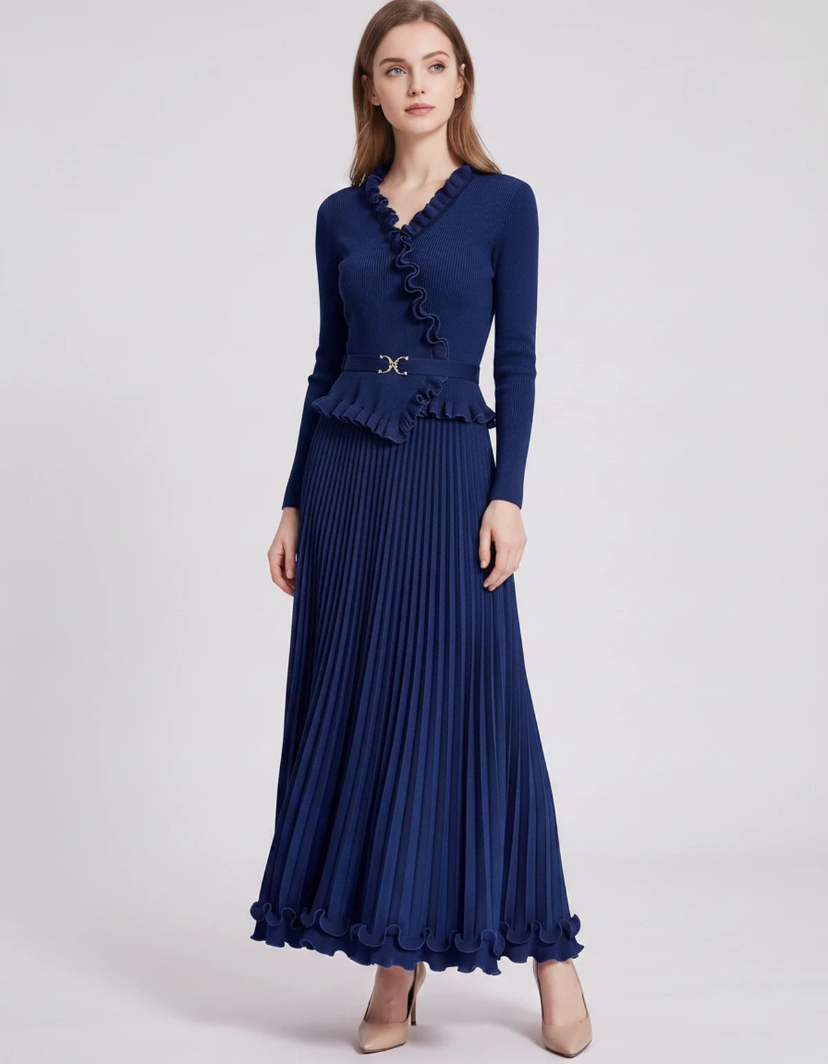Idalia Midi Dresses — Navy | SKU: SD-29508-navy-ONE SIZE
