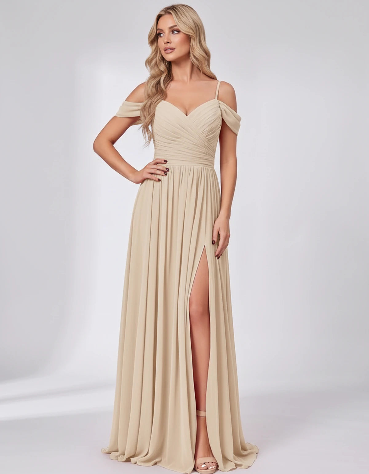 Ilonka Maxi Dress — Champagne | SKU: SD-47780-champagne-2,SD-47780-champagne-4,SD-47780-champagne-6,SD-47780-champagne-8,SD-47780-champagne-10,SD-47780-champagne-12,SD-47780-champagne-14,SD-47780-champagne-16,SD-47780-champagne-16W,SD-47780-champagne-18W,SD-47780-champagne-20W,SD-47780-champagne-22W
