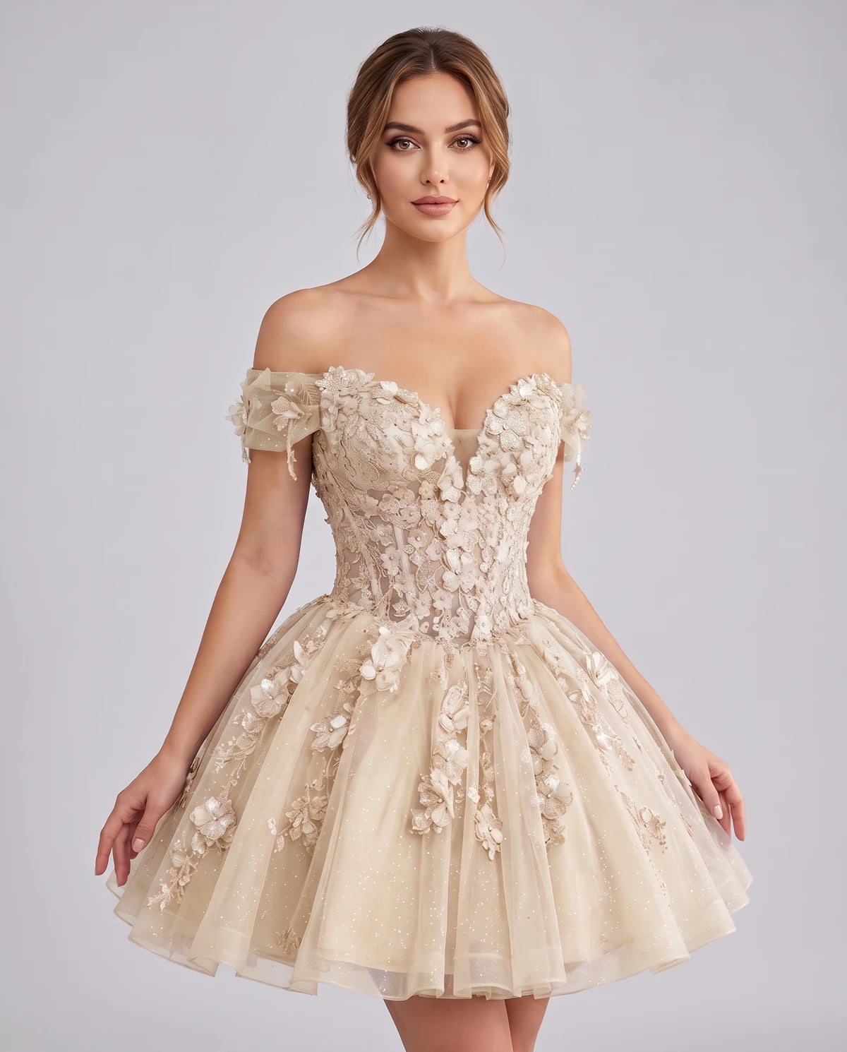 Isodora Mini Dress — Champagne