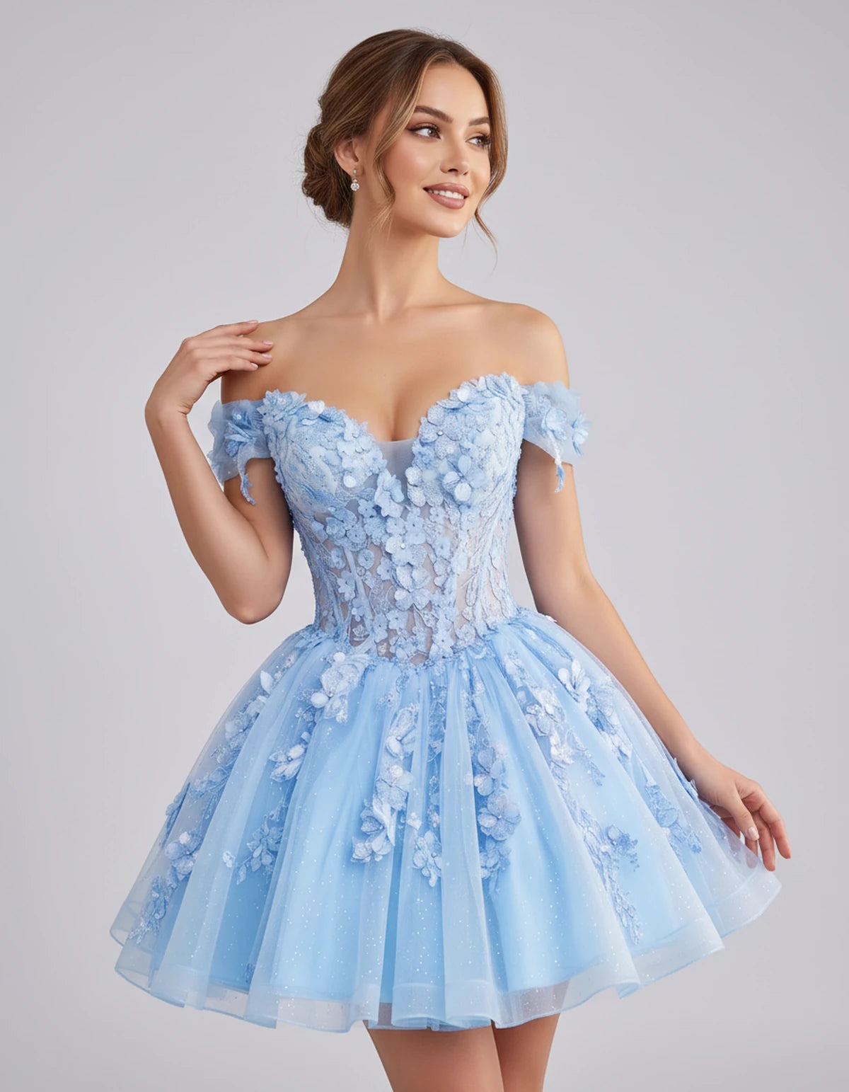 Isodora Mini Dress — Light Blue | SKU: SD-57902-lightblue-2,SD-57902-lightblue-4,SD-57902-lightblue-6,SD-57902-lightblue-8,SD-57902-lightblue-10,SD-57902-lightblue-12,SD-57902-lightblue-14,SD-57902-lightblue-14W,SD-57902-lightblue-16,SD-57902-lightblue-16W,SD-57902-lightblue-18W,SD-57902-lightblue-20W