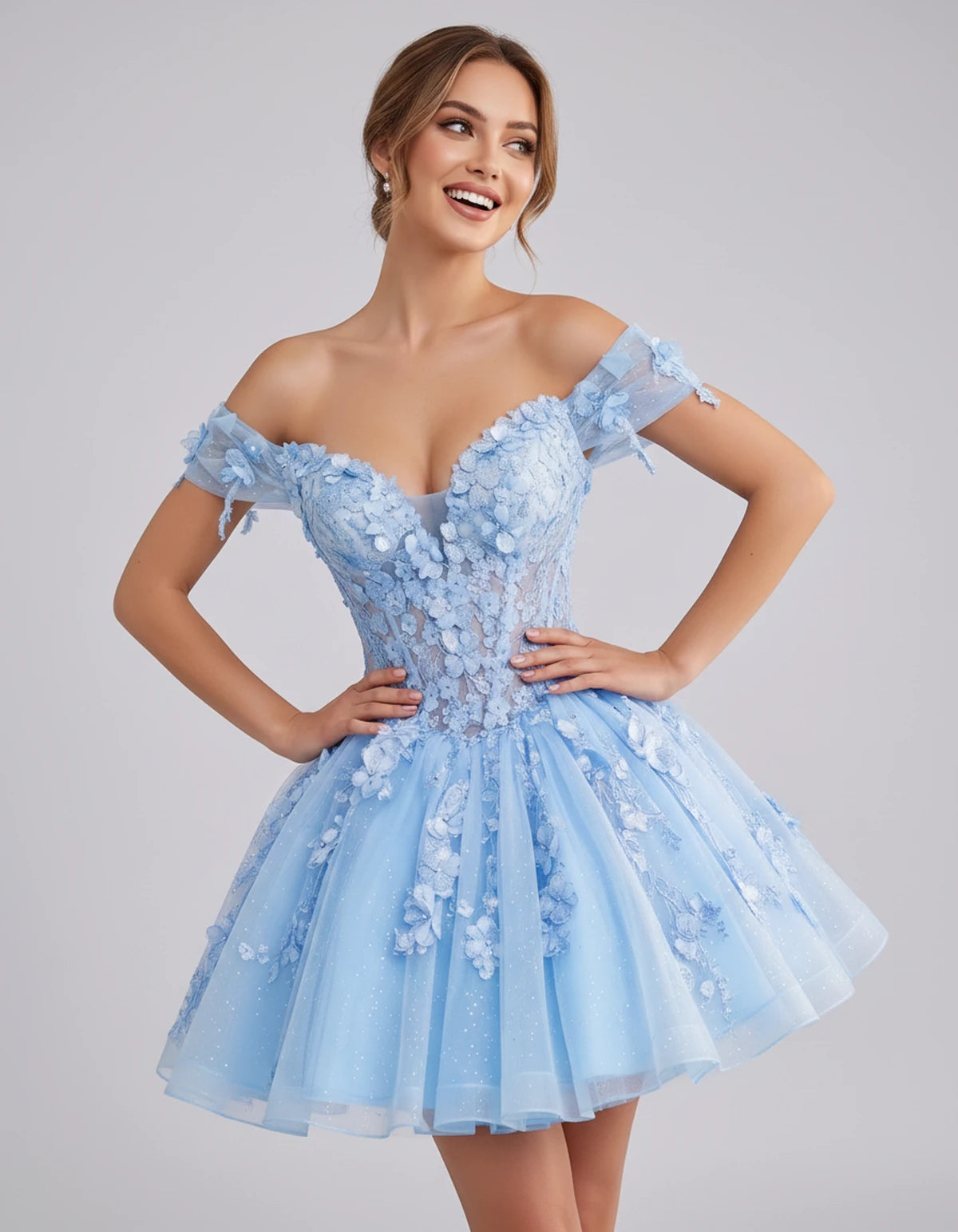 Isodora Mini Dress — Light Blue | SKU: SD-57902-lightblue-2,SD-57902-lightblue-4,SD-57902-lightblue-6,SD-57902-lightblue-8,SD-57902-lightblue-10,SD-57902-lightblue-12,SD-57902-lightblue-14,SD-57902-lightblue-14W,SD-57902-lightblue-16,SD-57902-lightblue-16W,SD-57902-lightblue-18W,SD-57902-lightblue-20W