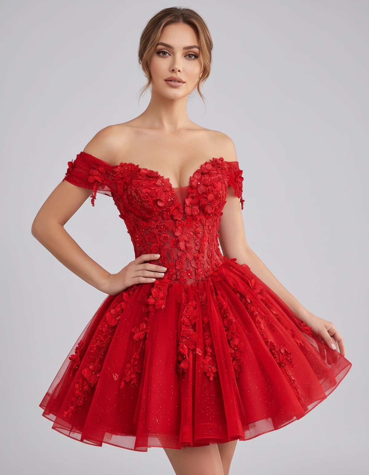 Isodora Mini Dress — Red | SKU: SD-57902-red-2,SD-57902-red-4,SD-57902-red-6,SD-57902-red-8,SD-57902-red-10,SD-57902-red-12,SD-57902-red-14,SD-57902-red-14W,SD-57902-red-16,SD-57902-red-16W,SD-57902-red-18W,SD-57902-red-20W