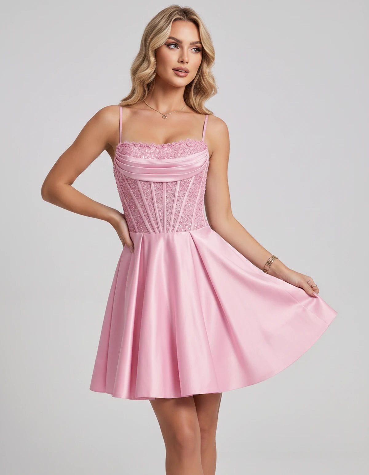 Jacaranda Midi Dresses — Pink | SKU: SD-83126-pink-2,SD-83126-pink-4,SD-83126-pink-6,SD-83126-pink-8,SD-83126-pink-10,SD-83126-pink-12,SD-83126-pink-14,SD-83126-pink-14W,SD-83126-pink-16,SD-83126-pink-16W,SD-83126-pink-18W,SD-83126-pink-20W