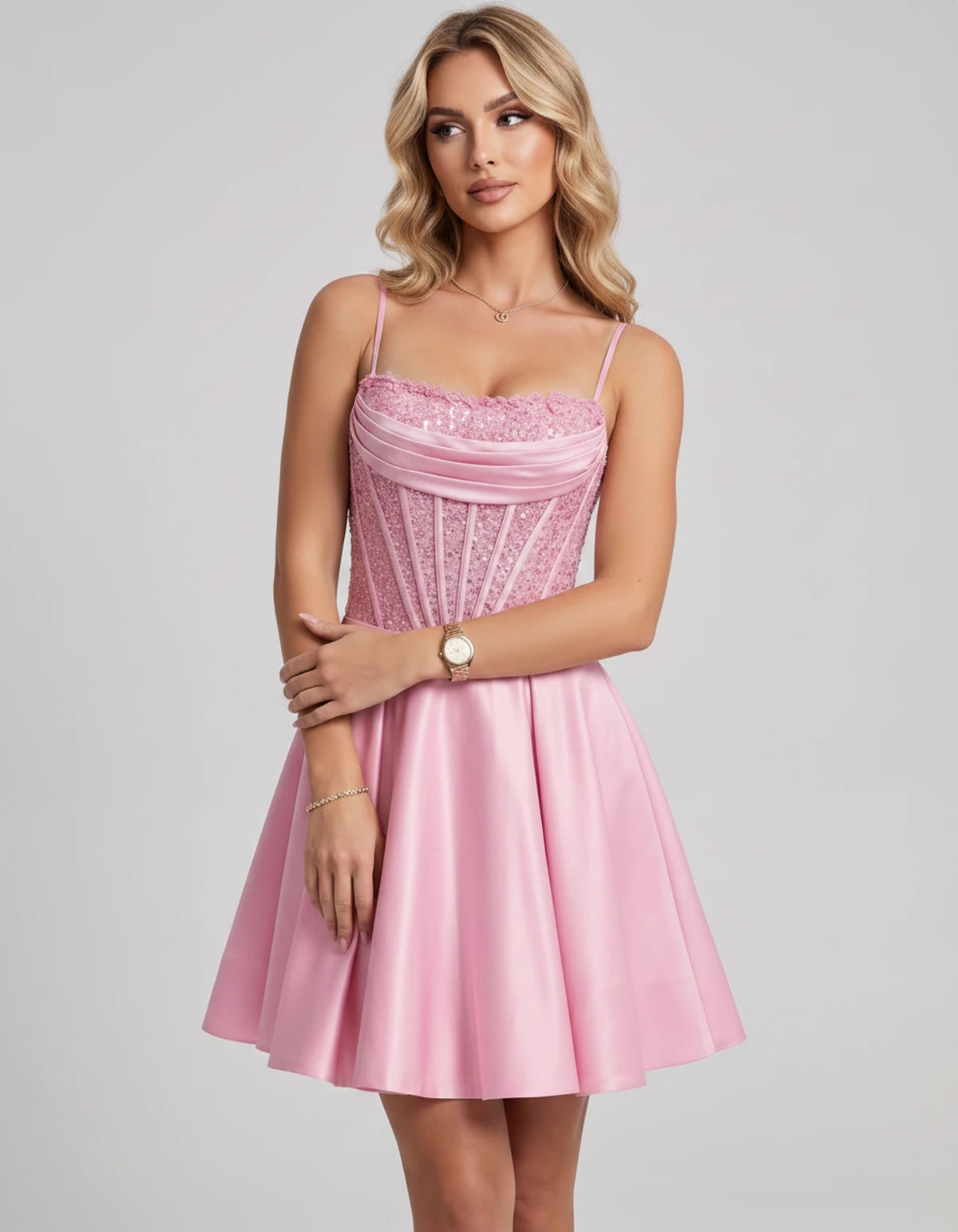 Jacaranda Midi Dresses — Pink | SKU: SD-83126-pink-2,SD-83126-pink-4,SD-83126-pink-6,SD-83126-pink-8,SD-83126-pink-10,SD-83126-pink-12,SD-83126-pink-14,SD-83126-pink-14W,SD-83126-pink-16,SD-83126-pink-16W,SD-83126-pink-18W,SD-83126-pink-20W