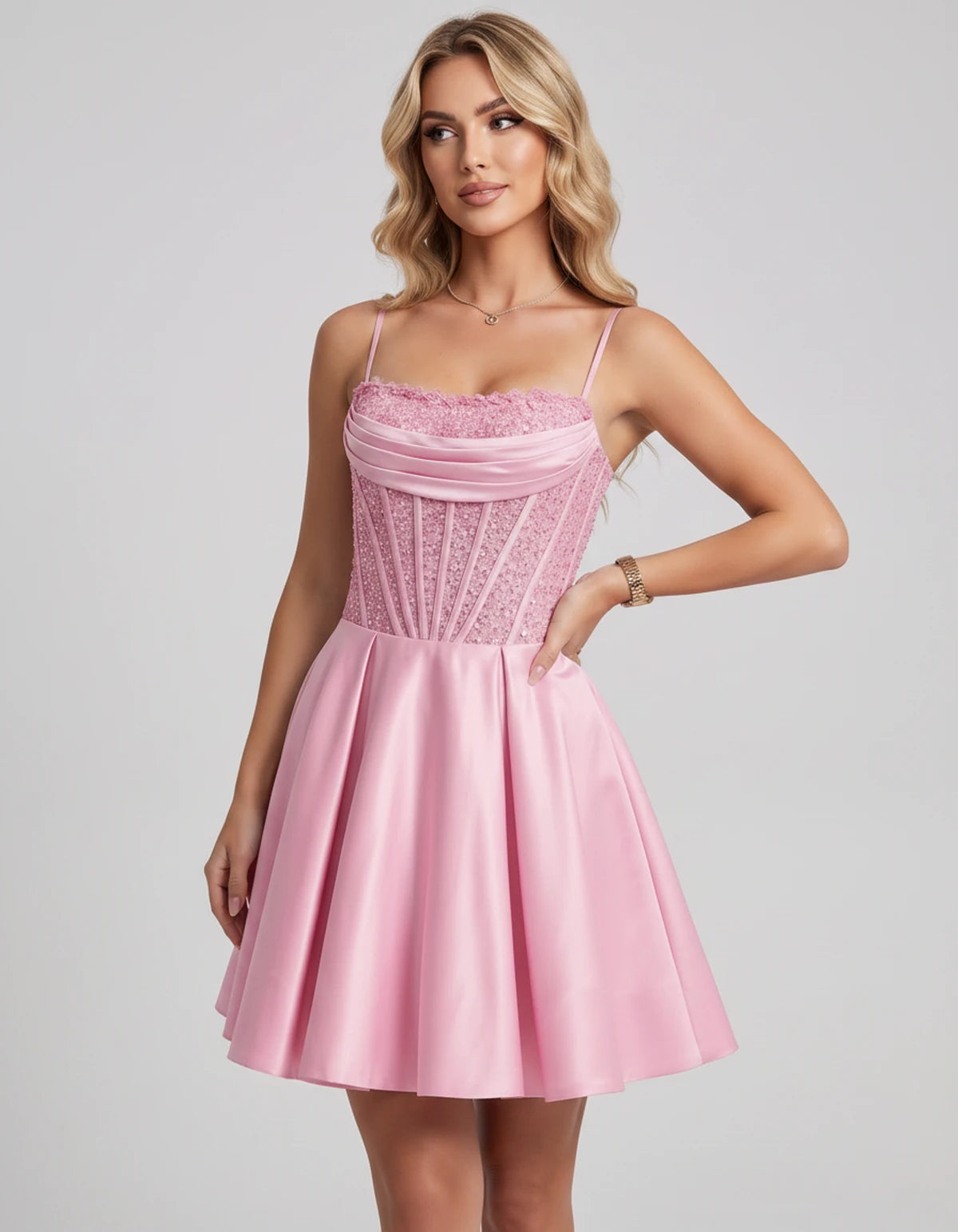 Jacaranda Midi Dresses — Pink | SKU: SD-83126-pink-2,SD-83126-pink-4,SD-83126-pink-6,SD-83126-pink-8,SD-83126-pink-10,SD-83126-pink-12,SD-83126-pink-14,SD-83126-pink-14W,SD-83126-pink-16,SD-83126-pink-16W,SD-83126-pink-18W,SD-83126-pink-20W