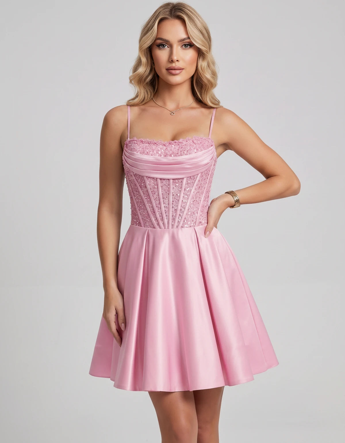 Jacaranda Midi Dresses — Pink | SKU: SD-83126-pink-2,SD-83126-pink-4,SD-83126-pink-6,SD-83126-pink-8,SD-83126-pink-10,SD-83126-pink-12,SD-83126-pink-14,SD-83126-pink-14W,SD-83126-pink-16,SD-83126-pink-16W,SD-83126-pink-18W,SD-83126-pink-20W