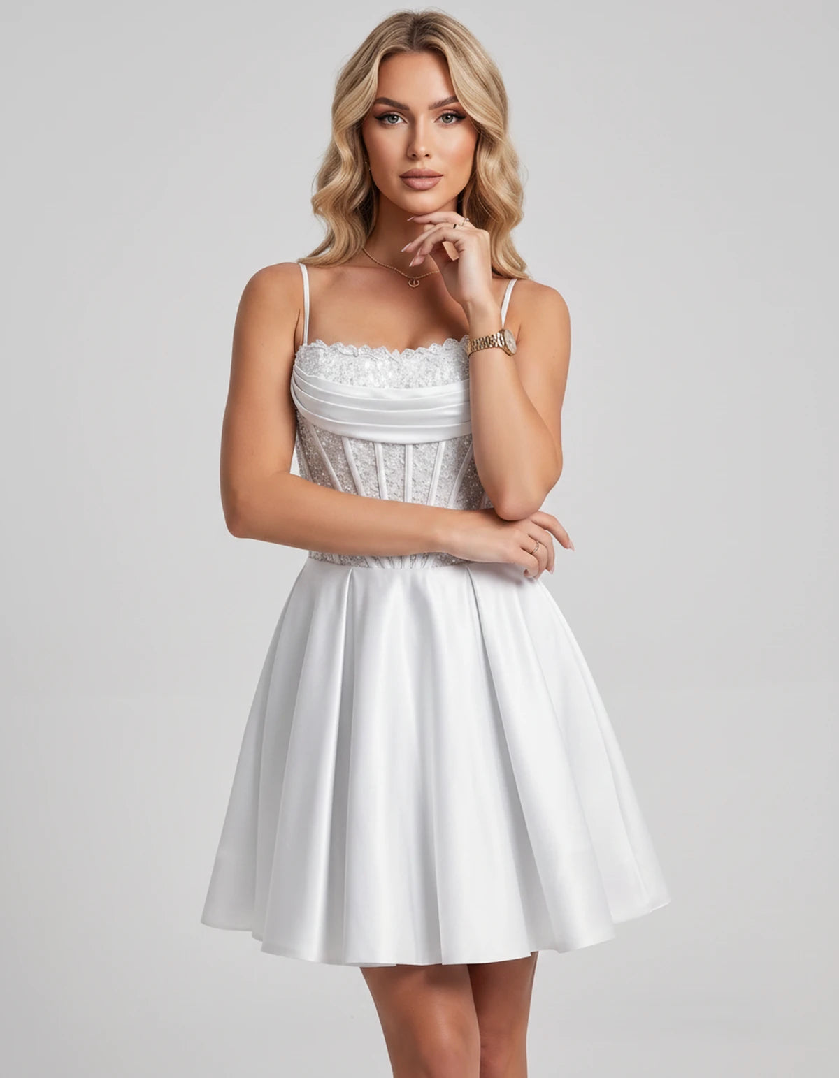 Jacaranda Midi Dresses — White | SKU: SD-83126-white-2,SD-83126-white-4,SD-83126-white-6,SD-83126-white-8,SD-83126-white-10,SD-83126-white-12,SD-83126-white-14,SD-83126-white-14W,SD-83126-white-16,SD-83126-white-16W,SD-83126-white-18W,SD-83126-white-20W