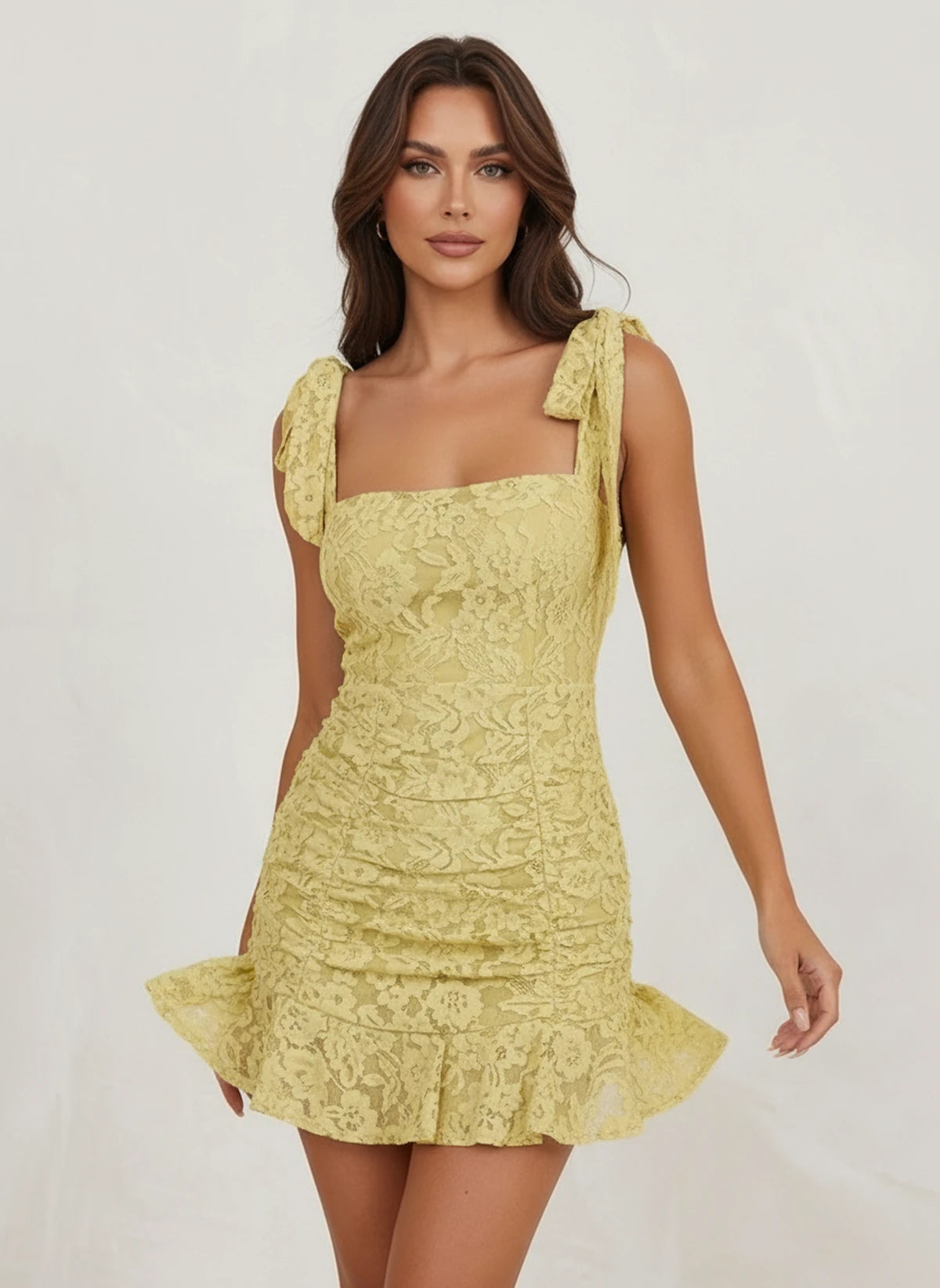 Javiera Mini Dress — Yellow | SKU: SD-57707-yellow-2,SD-57707-yellow-4,SD-57707-yellow-6,SD-57707-yellow-8,SD-57707-yellow-10,SD-57707-yellow-12,SD-57707-yellow-14,SD-57707-yellow-16,SD-57707-yellow-16W,SD-57707-yellow-18W,SD-57707-yellow-20W,SD-57707-yellow-22W