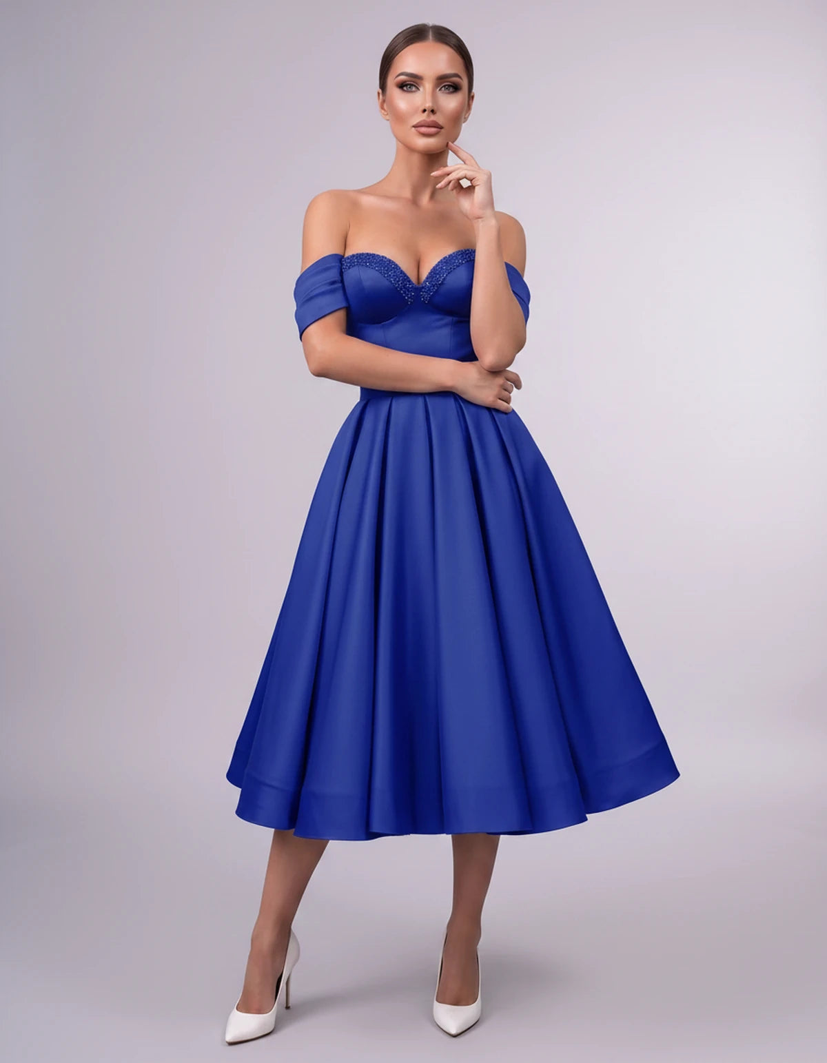 Jessamine Midi Dresses — Blue | SKU: SD-30464-blue-2,SD-30464-blue-4,SD-30464-blue-6,SD-30464-blue-8,SD-30464-blue-10,SD-30464-blue-12,SD-30464-blue-14,SD-30464-blue-14W,SD-30464-blue-16,SD-30464-blue-16W,SD-30464-blue-18W,SD-30464-blue-20W