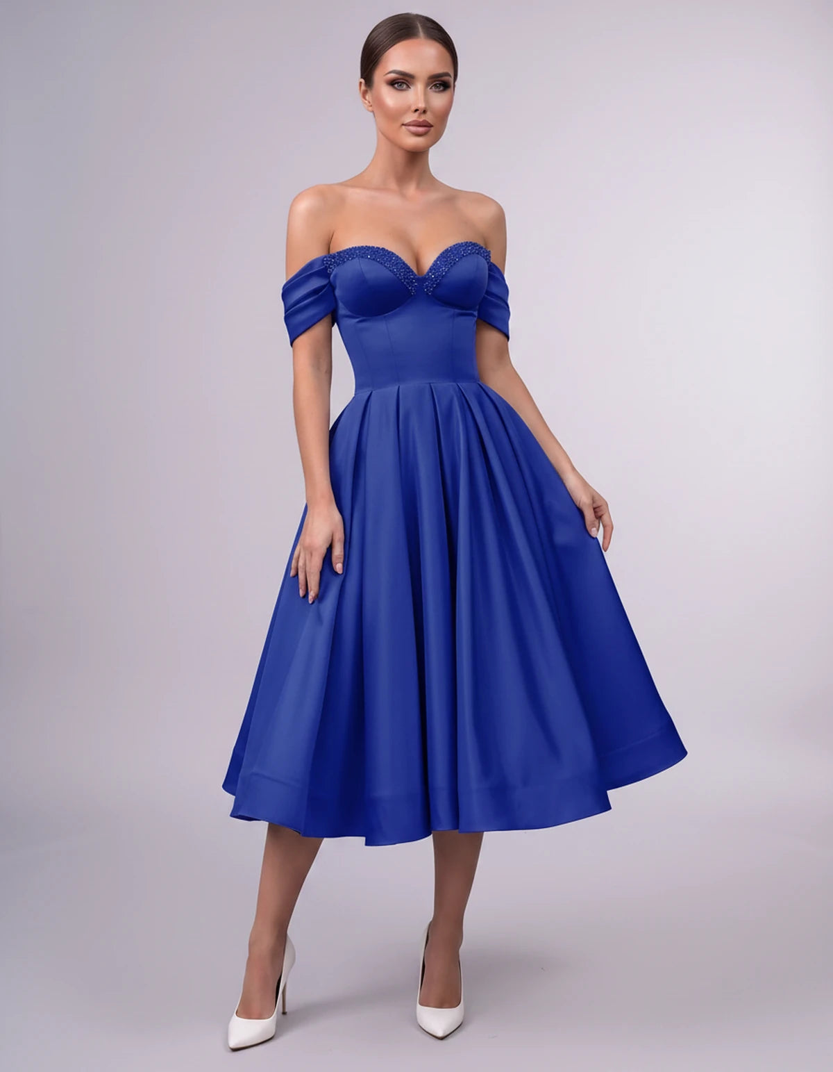 Jessamine Midi Dresses — Blue | SKU: SD-30464-blue-2,SD-30464-blue-4,SD-30464-blue-6,SD-30464-blue-8,SD-30464-blue-10,SD-30464-blue-12,SD-30464-blue-14,SD-30464-blue-14W,SD-30464-blue-16,SD-30464-blue-16W,SD-30464-blue-18W,SD-30464-blue-20W