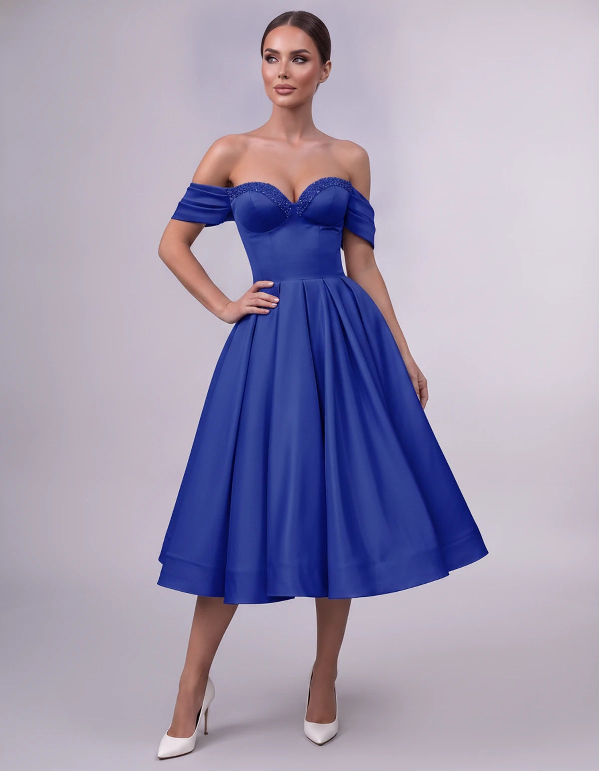 Jessamine Midi Dresses — Blue | SKU: SD-30464-blue-2,SD-30464-blue-4,SD-30464-blue-6,SD-30464-blue-8,SD-30464-blue-10,SD-30464-blue-12,SD-30464-blue-14,SD-30464-blue-14W,SD-30464-blue-16,SD-30464-blue-16W,SD-30464-blue-18W,SD-30464-blue-20W