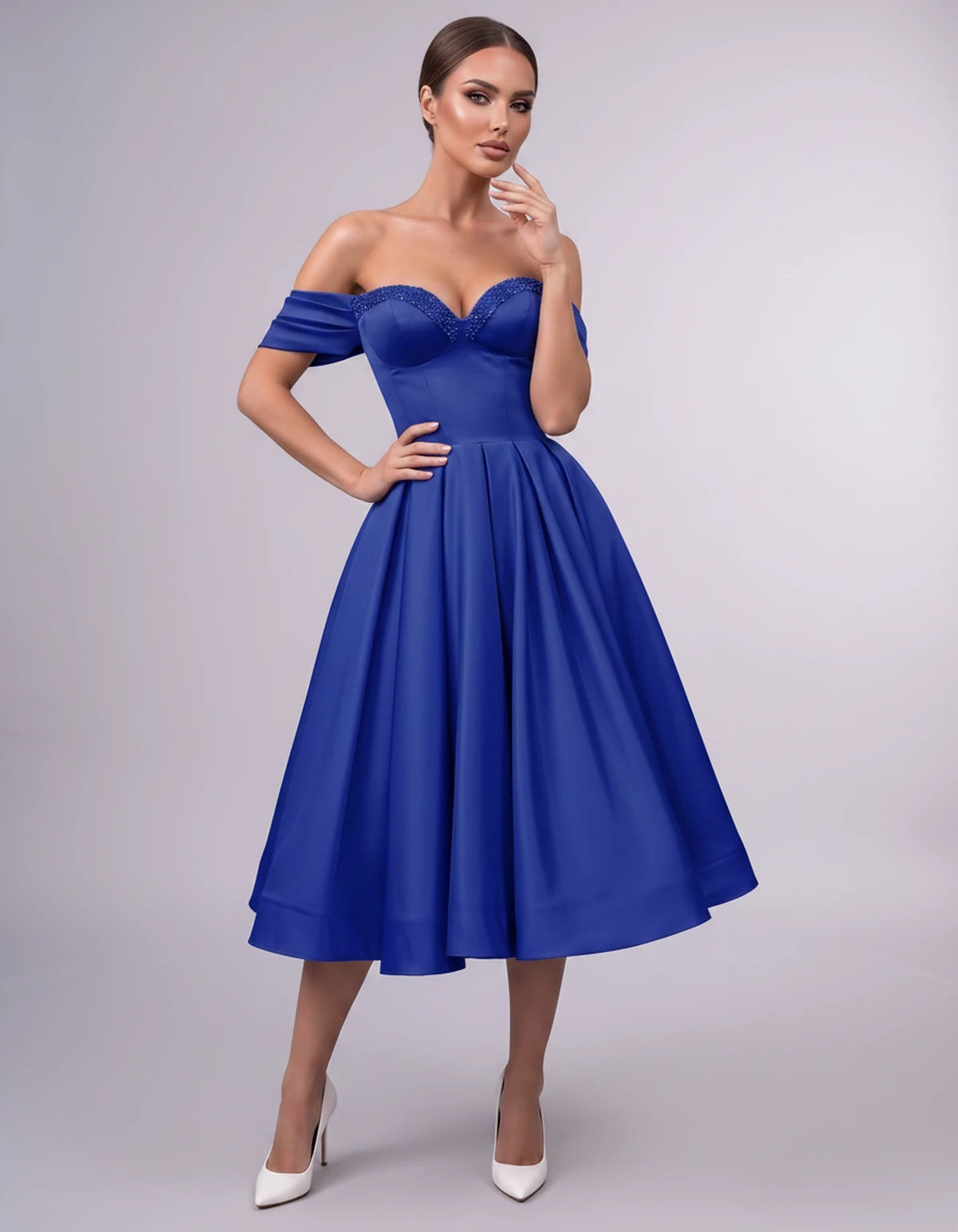 Jessamine Midi Dresses — Blue | SKU: SD-30464-blue-2,SD-30464-blue-4,SD-30464-blue-6,SD-30464-blue-8,SD-30464-blue-10,SD-30464-blue-12,SD-30464-blue-14,SD-30464-blue-14W,SD-30464-blue-16,SD-30464-blue-16W,SD-30464-blue-18W,SD-30464-blue-20W