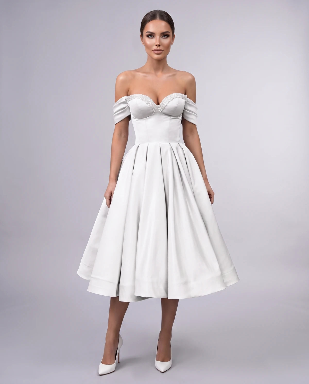 Jessamine Midi Dresses — Ivory