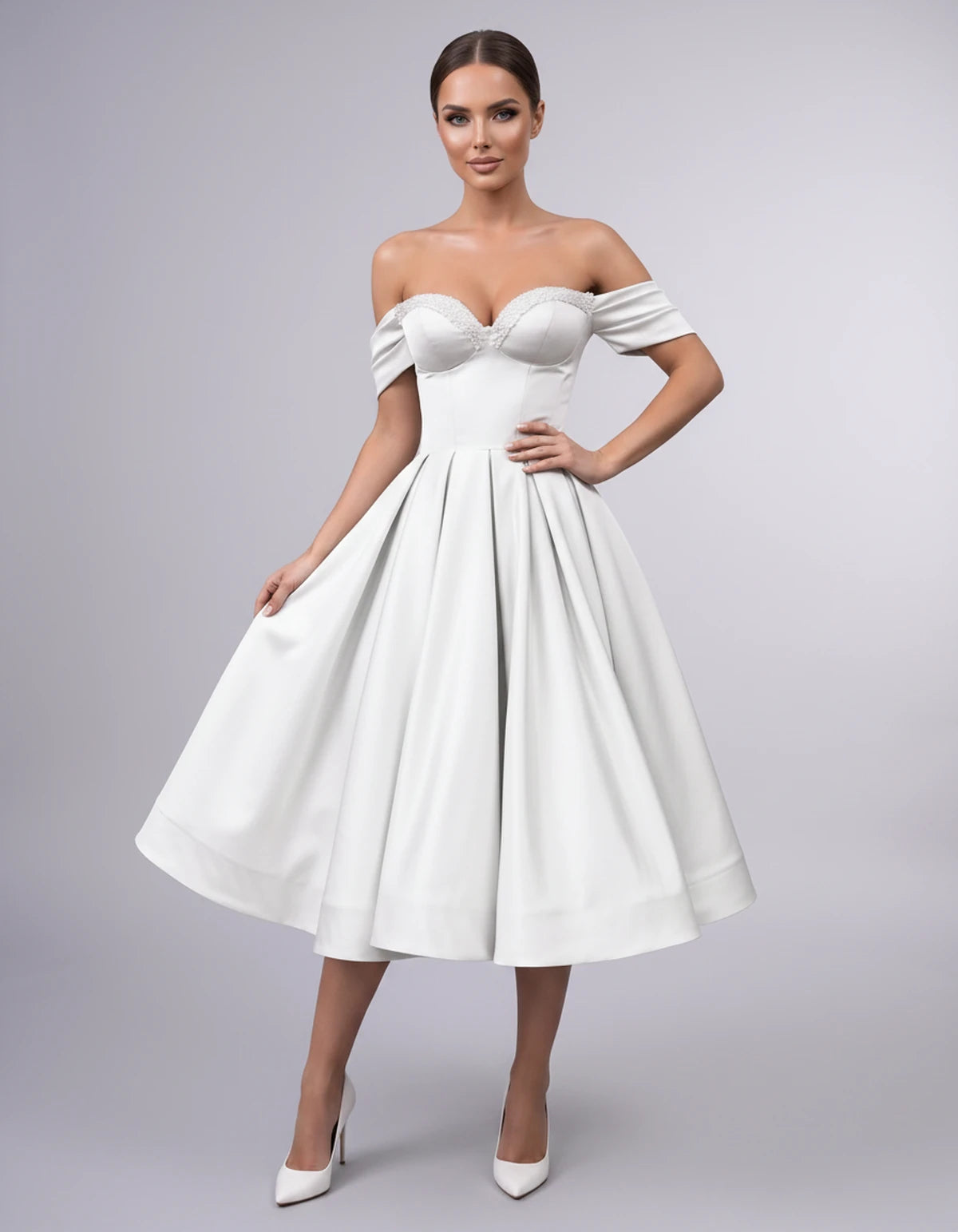 Jessamine Midi Dresses — Ivory | SKU: SD-30464-ivory-2,SD-30464-ivory-4,SD-30464-ivory-6,SD-30464-ivory-8,SD-30464-ivory-10,SD-30464-ivory-12,SD-30464-ivory-14,SD-30464-ivory-14W,SD-30464-ivory-16,SD-30464-ivory-16W,SD-30464-ivory-18W,SD-30464-ivory-20W