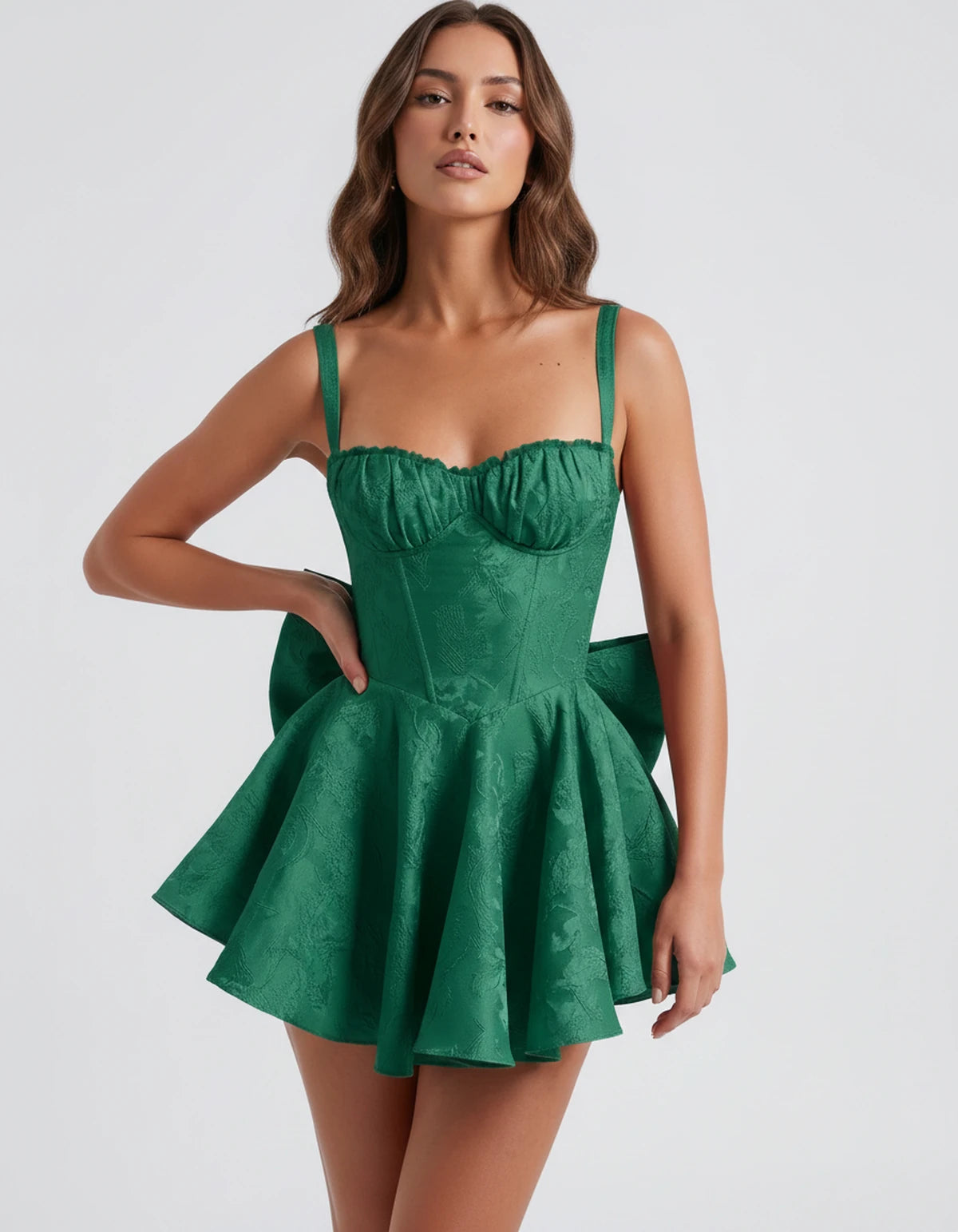 Jolanthe Mini Dress — Hunter Green | SKU: SD-78066-huntergreen-2,SD-78066-huntergreen-4,SD-78066-huntergreen-6,SD-78066-huntergreen-8,SD-78066-huntergreen-10,SD-78066-huntergreen-12,SD-78066-huntergreen-14,SD-78066-huntergreen-16,SD-78066-huntergreen-16W,SD-78066-huntergreen-18W,SD-78066-huntergreen-20W,SD-78066-huntergreen-22W