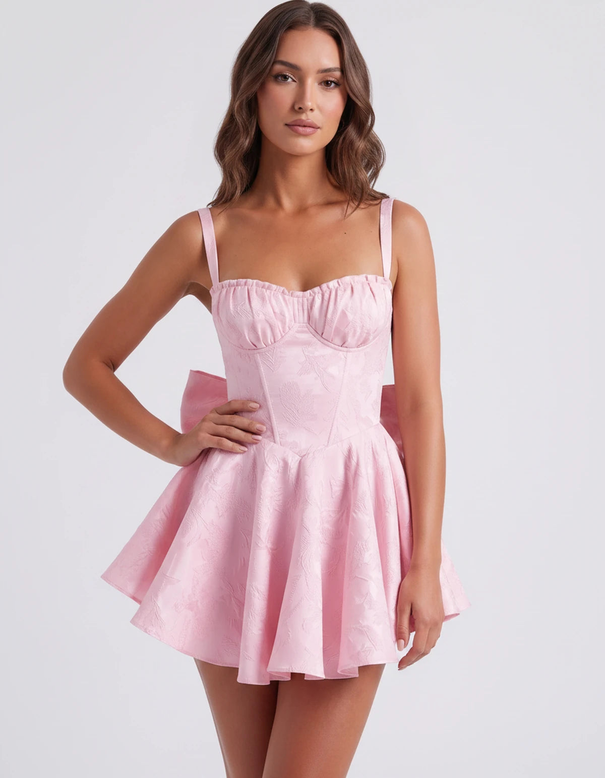 Jolanthe Mini Dress — Pink | SKU: SD-78066-pink-2,SD-78066-pink-4,SD-78066-pink-6,SD-78066-pink-8,SD-78066-pink-10,SD-78066-pink-12,SD-78066-pink-14,SD-78066-pink-16,SD-78066-pink-16W,SD-78066-pink-18W,SD-78066-pink-20W,SD-78066-pink-22W