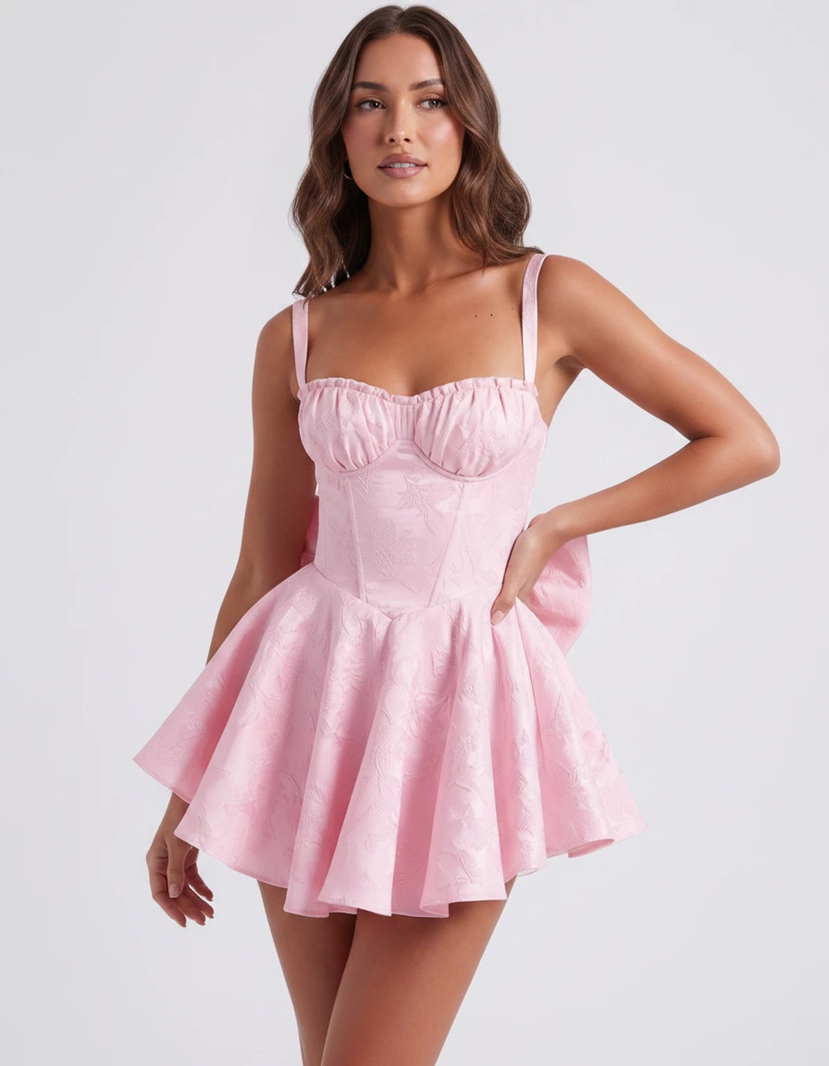 Jolanthe Mini Dress — Pink | SKU: SD-78066-pink-2,SD-78066-pink-4,SD-78066-pink-6,SD-78066-pink-8,SD-78066-pink-10,SD-78066-pink-12,SD-78066-pink-14,SD-78066-pink-16,SD-78066-pink-16W,SD-78066-pink-18W,SD-78066-pink-20W,SD-78066-pink-22W