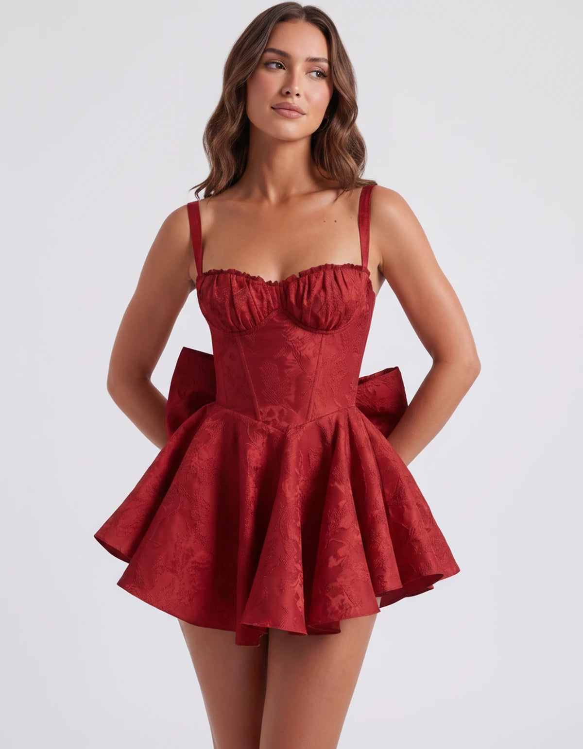 Jolanthe Mini Dress — Red | SKU: SD-78066-red-2,SD-78066-red-4,SD-78066-red-6,SD-78066-red-8,SD-78066-red-10,SD-78066-red-12,SD-78066-red-14,SD-78066-red-16,SD-78066-red-16W,SD-78066-red-18W,SD-78066-red-20W,SD-78066-red-22W