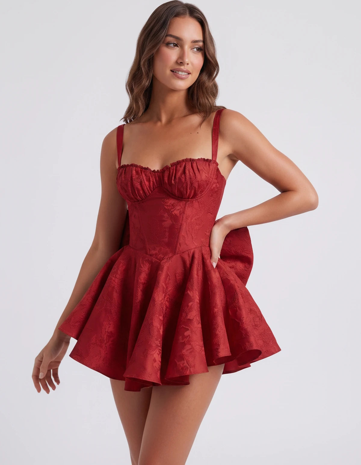 Jolanthe Mini Dress — Red | SKU: SD-78066-red-2,SD-78066-red-4,SD-78066-red-6,SD-78066-red-8,SD-78066-red-10,SD-78066-red-12,SD-78066-red-14,SD-78066-red-16,SD-78066-red-16W,SD-78066-red-18W,SD-78066-red-20W,SD-78066-red-22W