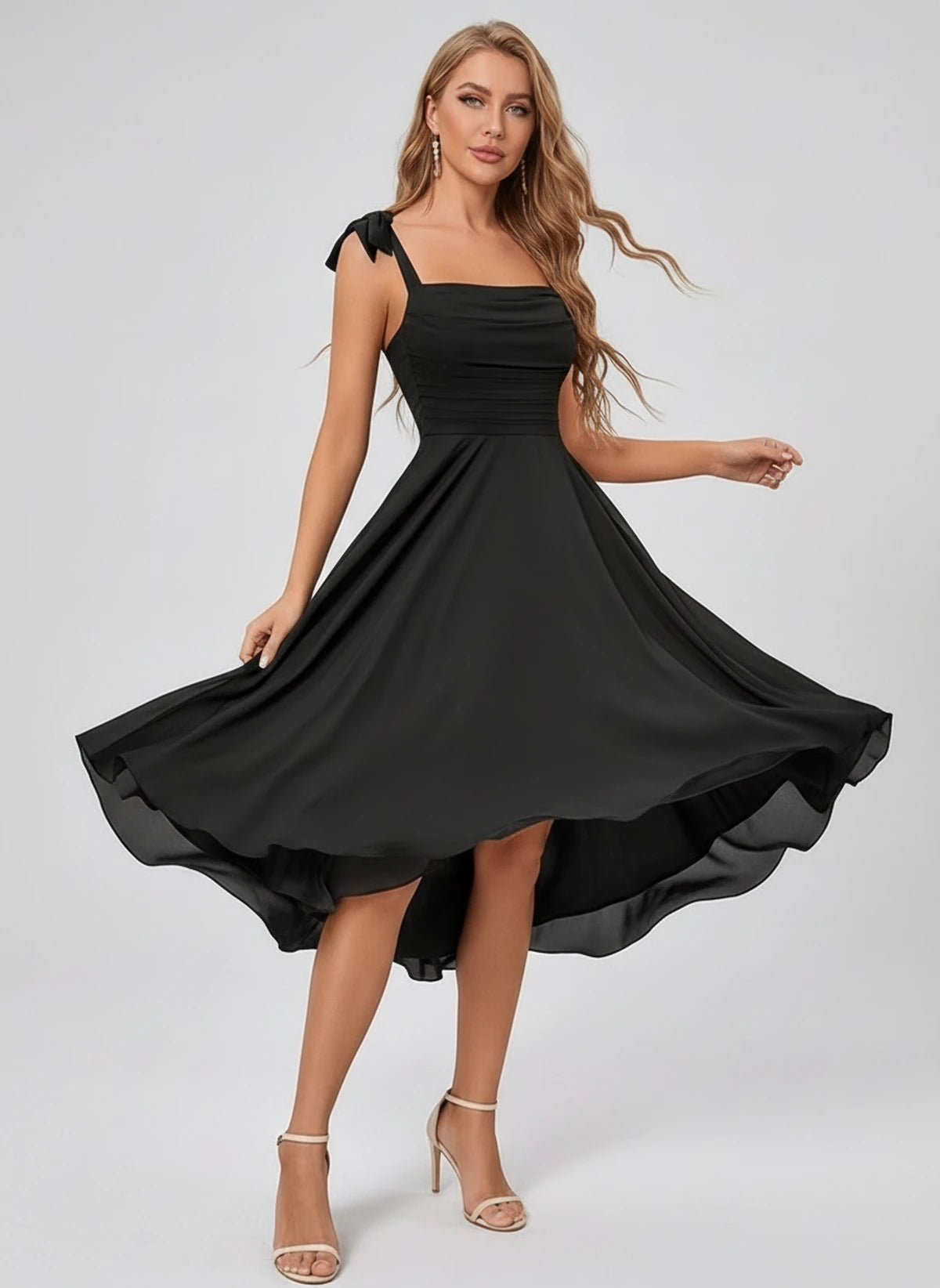 Kalliope Midi Dresses — Black | SKU: SD-15471-black-2,SD-15471-black-4,SD-15471-black-6,SD-15471-black-8,SD-15471-black-10,SD-15471-black-12,SD-15471-black-14,SD-15471-black-16,SD-15471-black-16W,SD-15471-black-18W,SD-15471-black-20W,SD-15471-black-22W